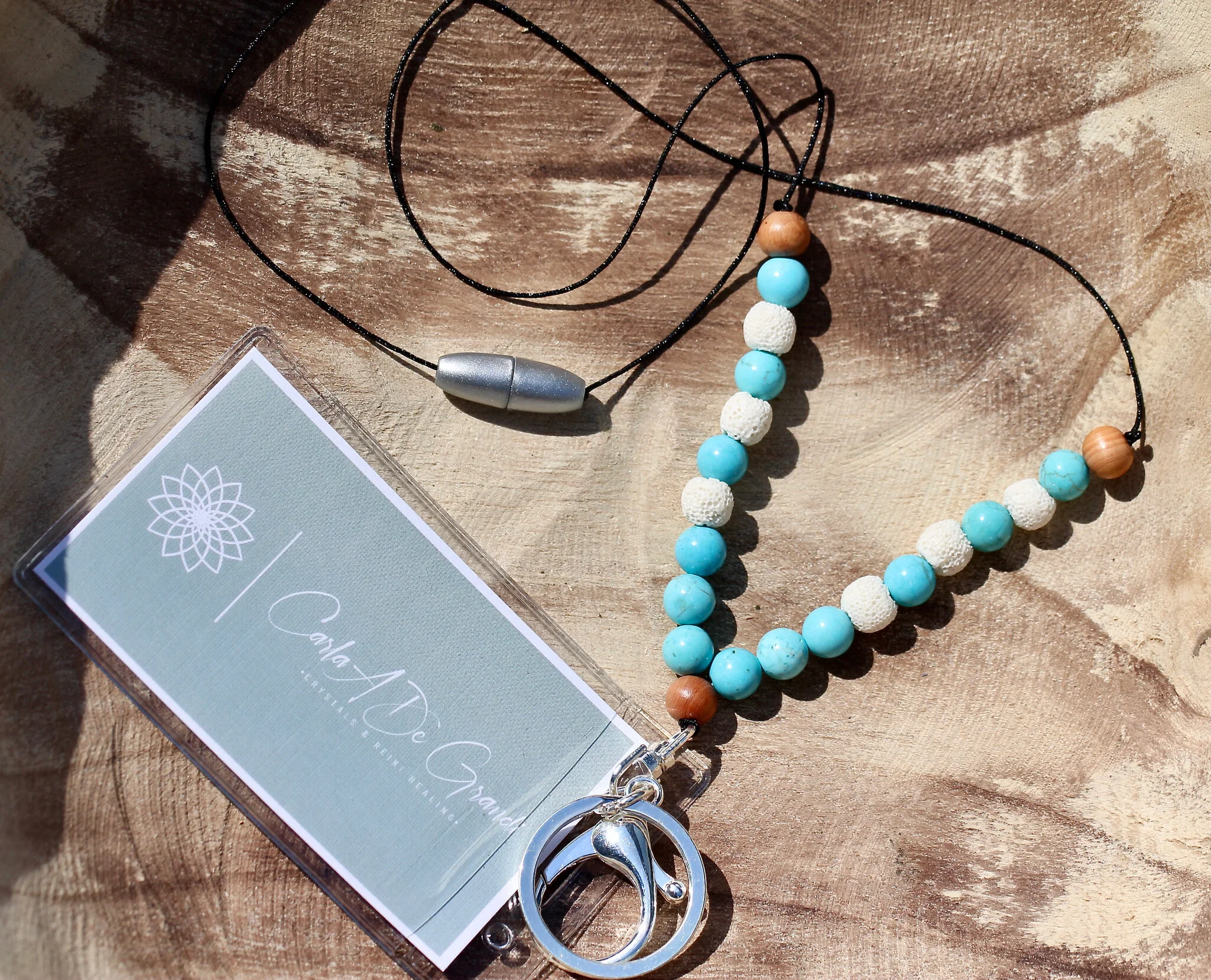 Turquoise, Cedarwood and Lava Stones Aroma Diffuser Lanyard