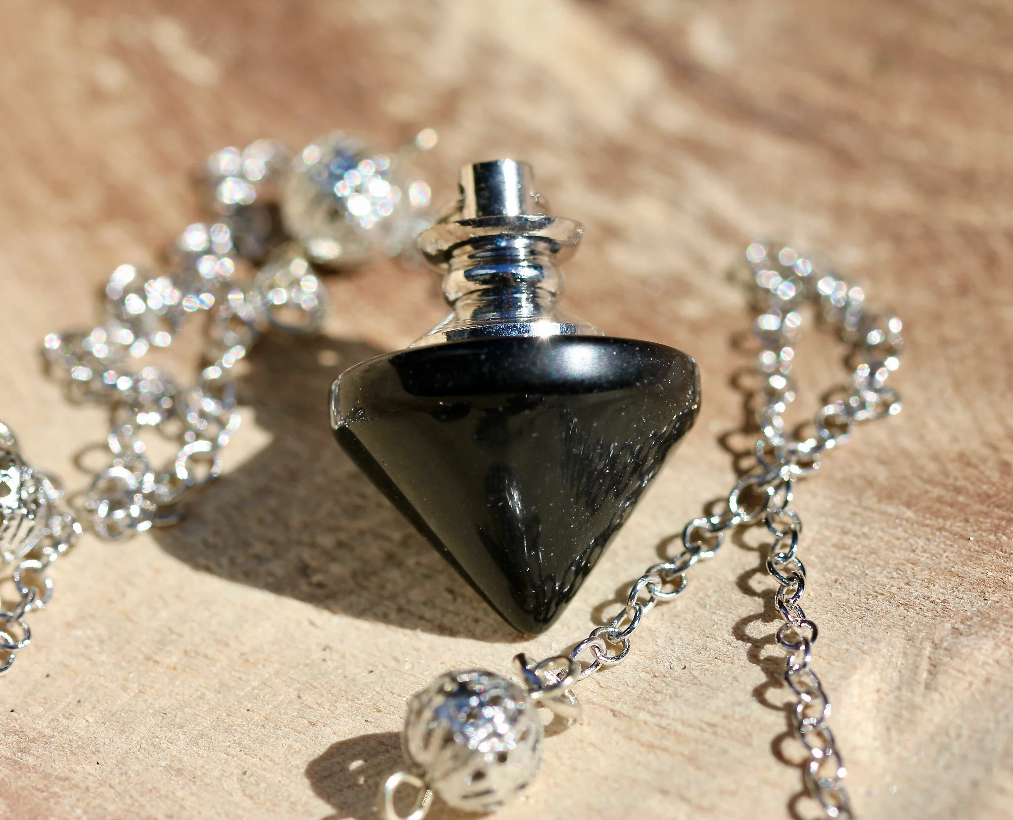 Black Obsidian Gemstone Pendulum