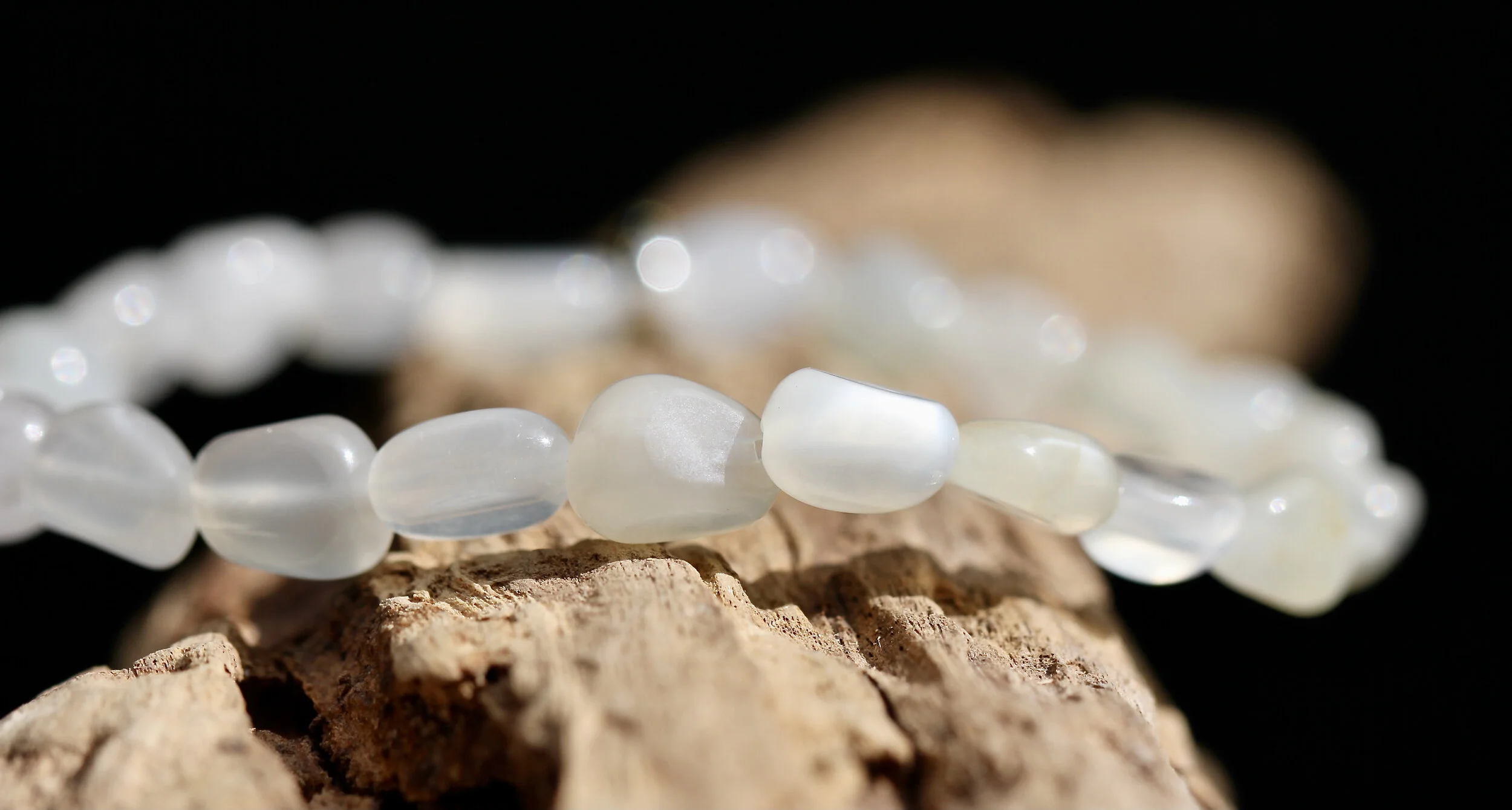 White Moonstone Nuggets Gemstone Bracelet