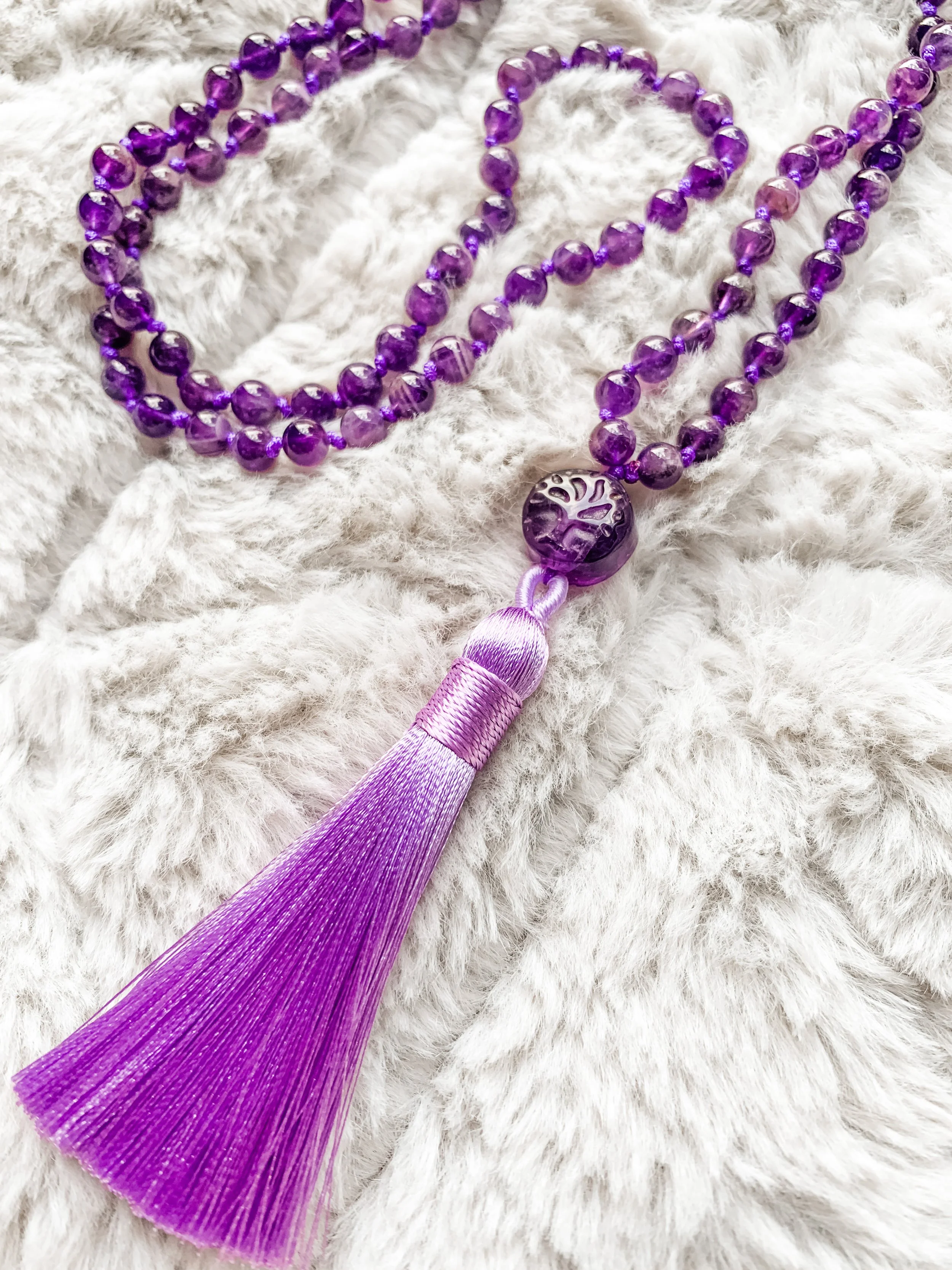 Amethyst Stone Mala Necklace