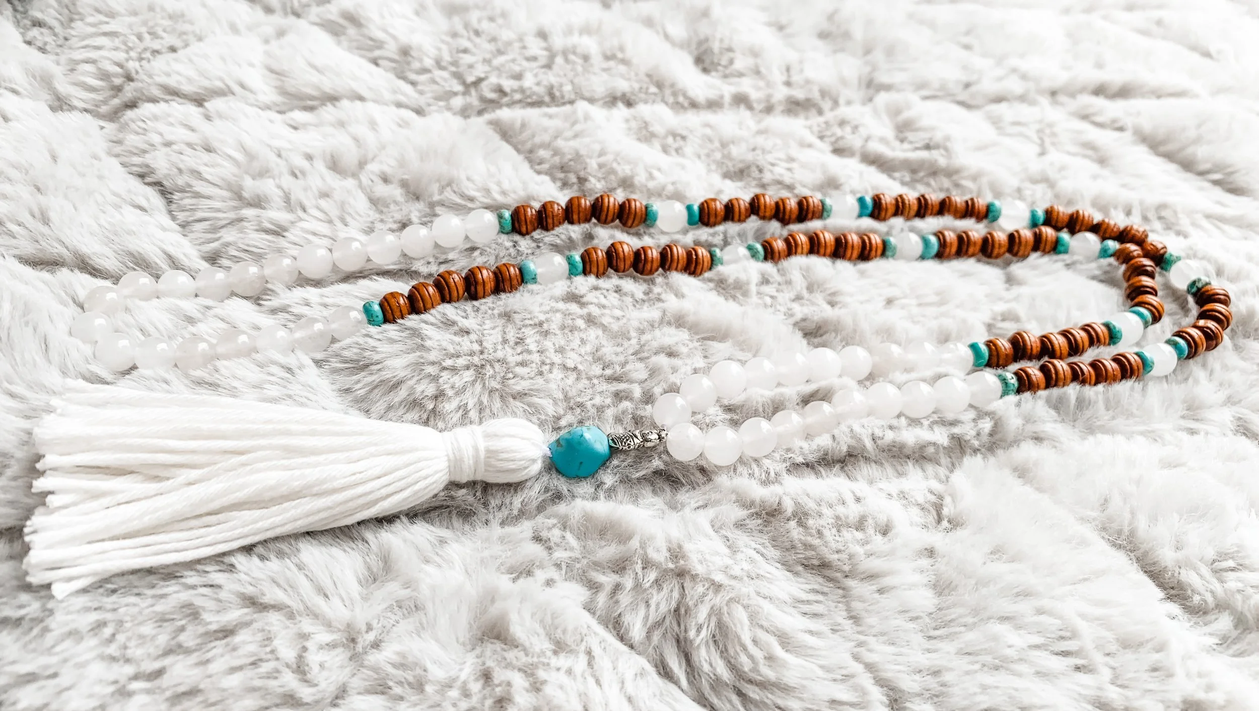 Jade, Rosewood and Turquoise Mala