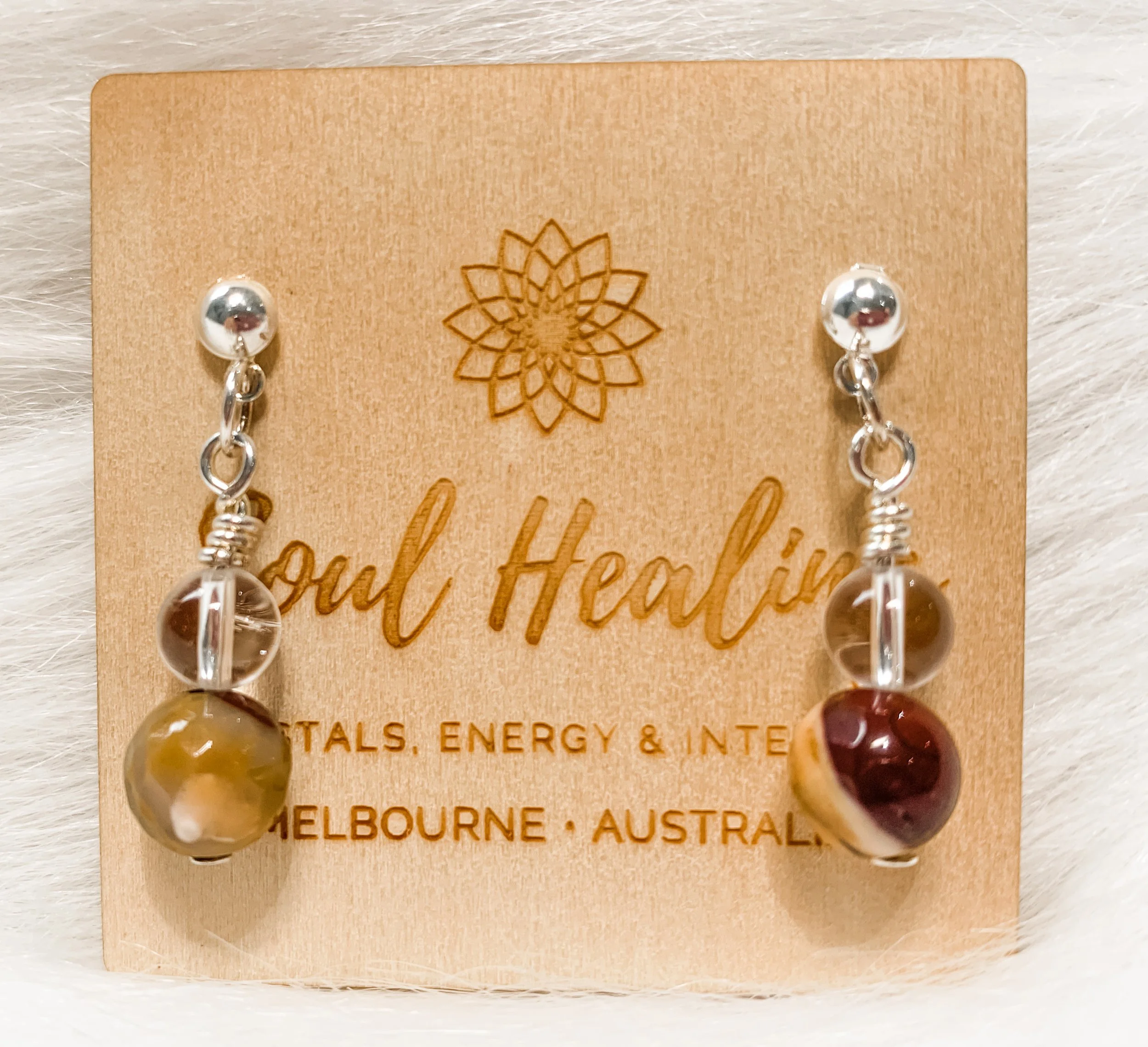 Mookaite Jasper and Quartz Earrings