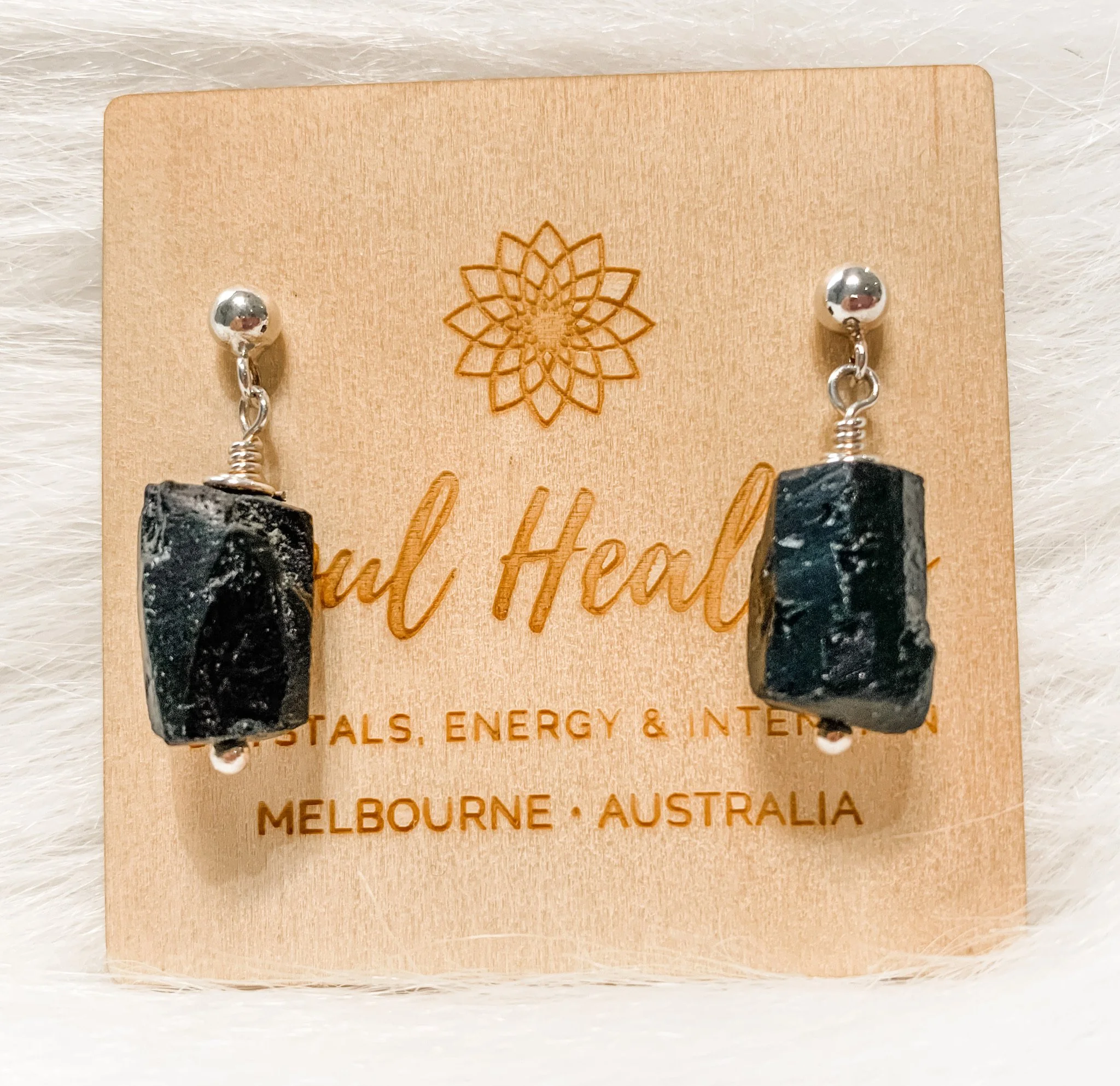 Raw Black Tourmaline Earrings