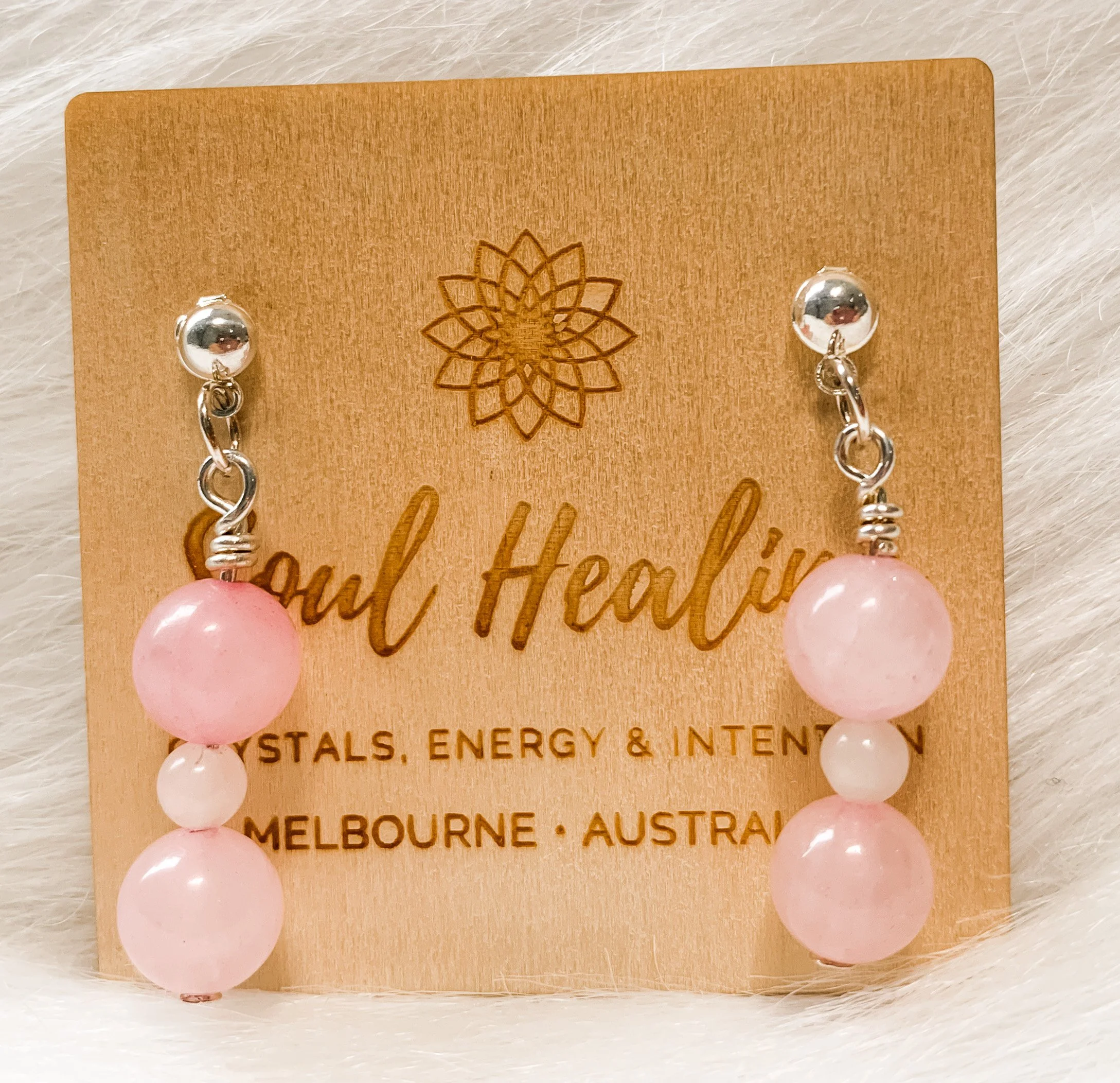 Rose Quartz Stones dangle Earrings