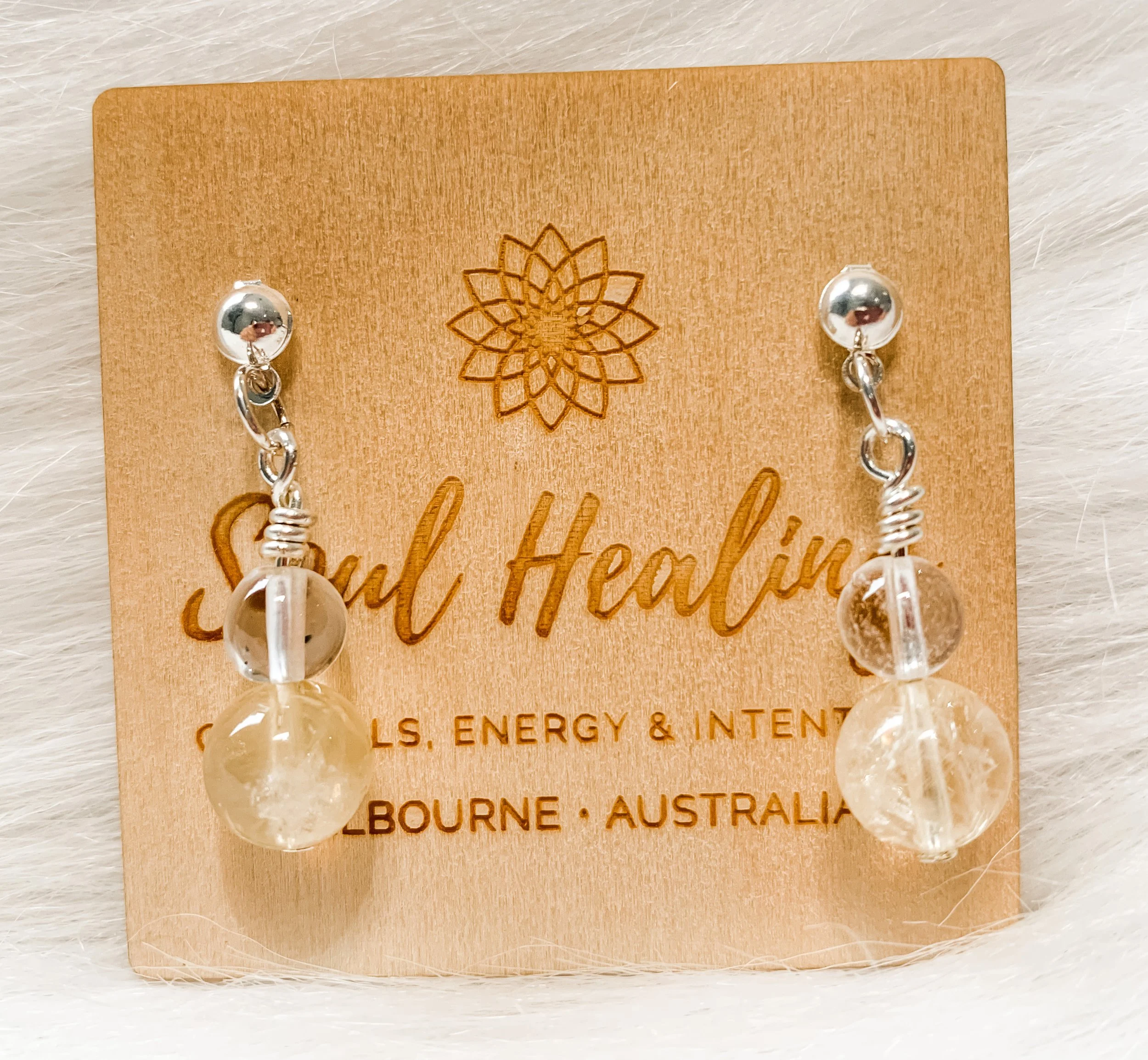 Citrine and Quartz Stones Earrings