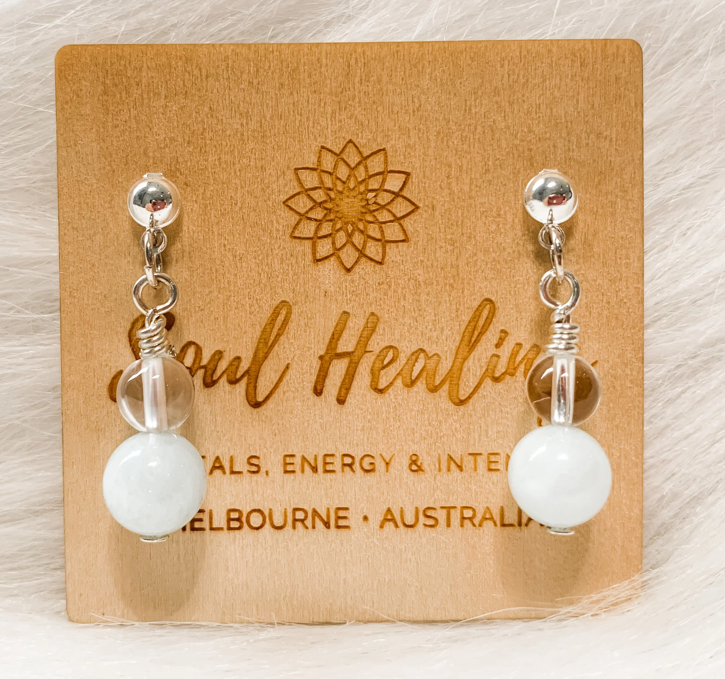 Aquamarine and Quartz Earrings