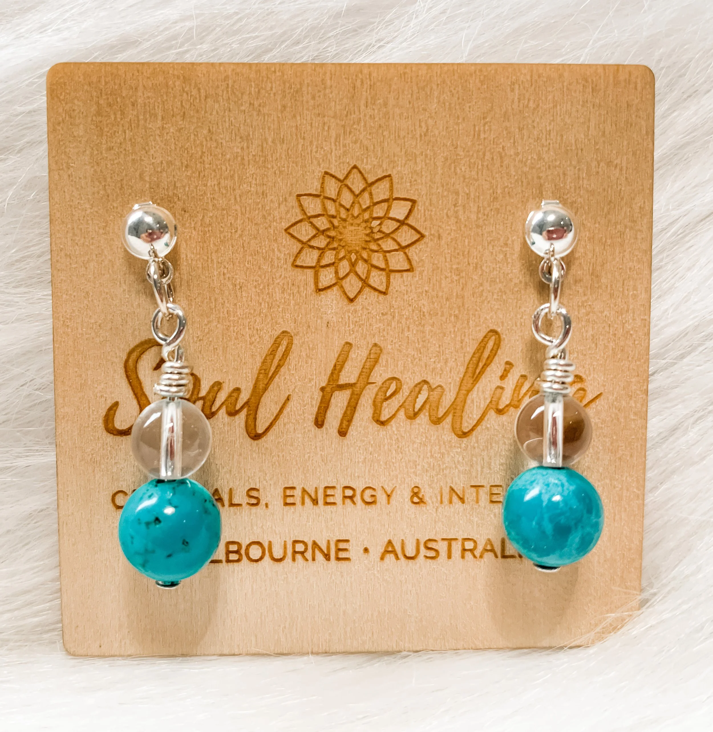 Turquoise and Quartz Earrings