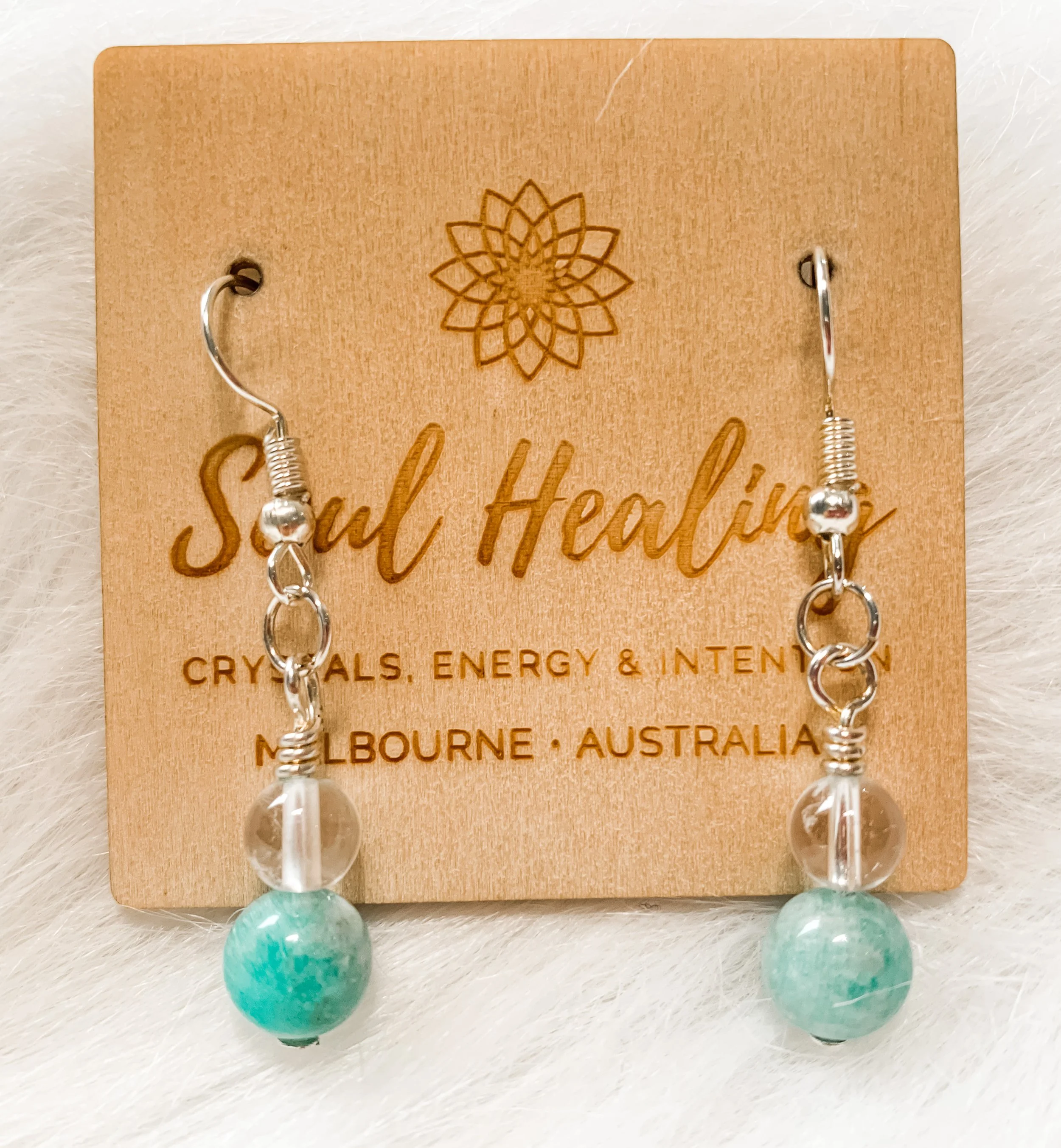 Amazonite and Quartz Earrings