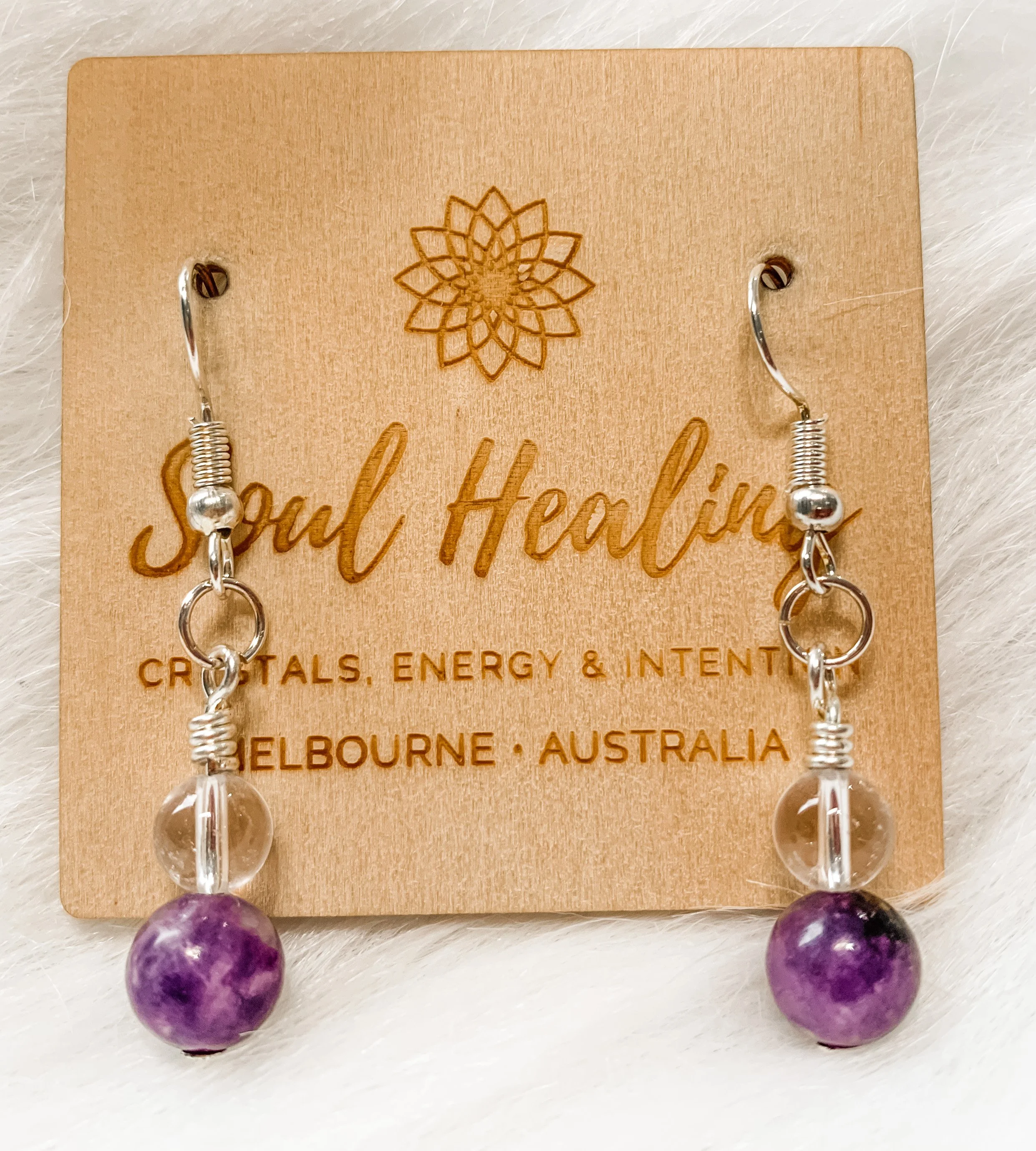Lepidolite and Quartz Earrings