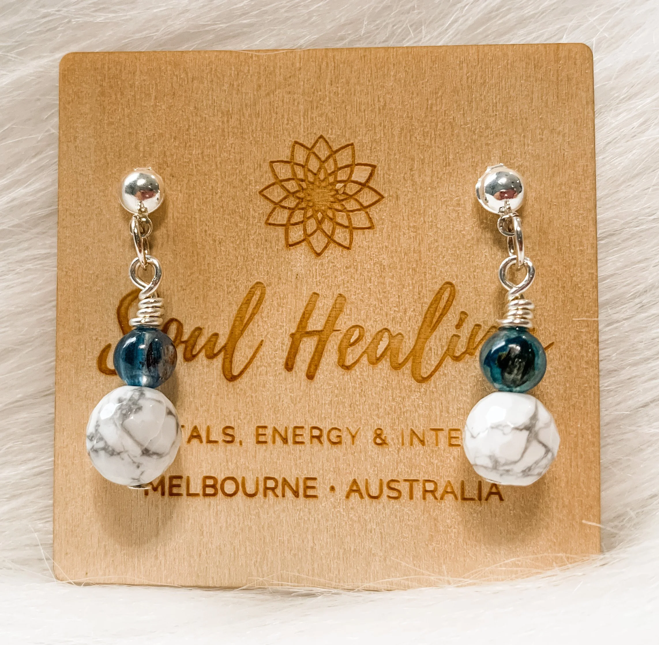 Kyanite and Howlite Earrings