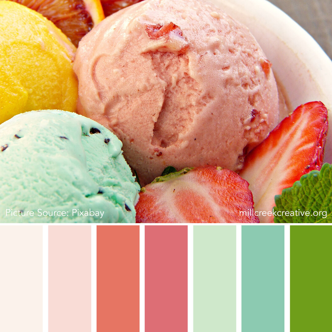 Палитра мороженое. Цветовая гамма мороженого. Вкусные сочетания цветов. Цветовая палитра мороженого.