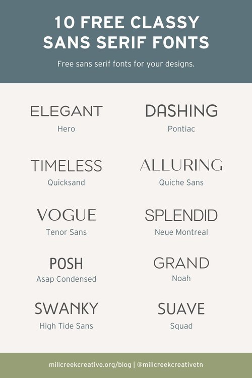 10 Free Classy Sans Serif Fonts — Mill Creek Creative