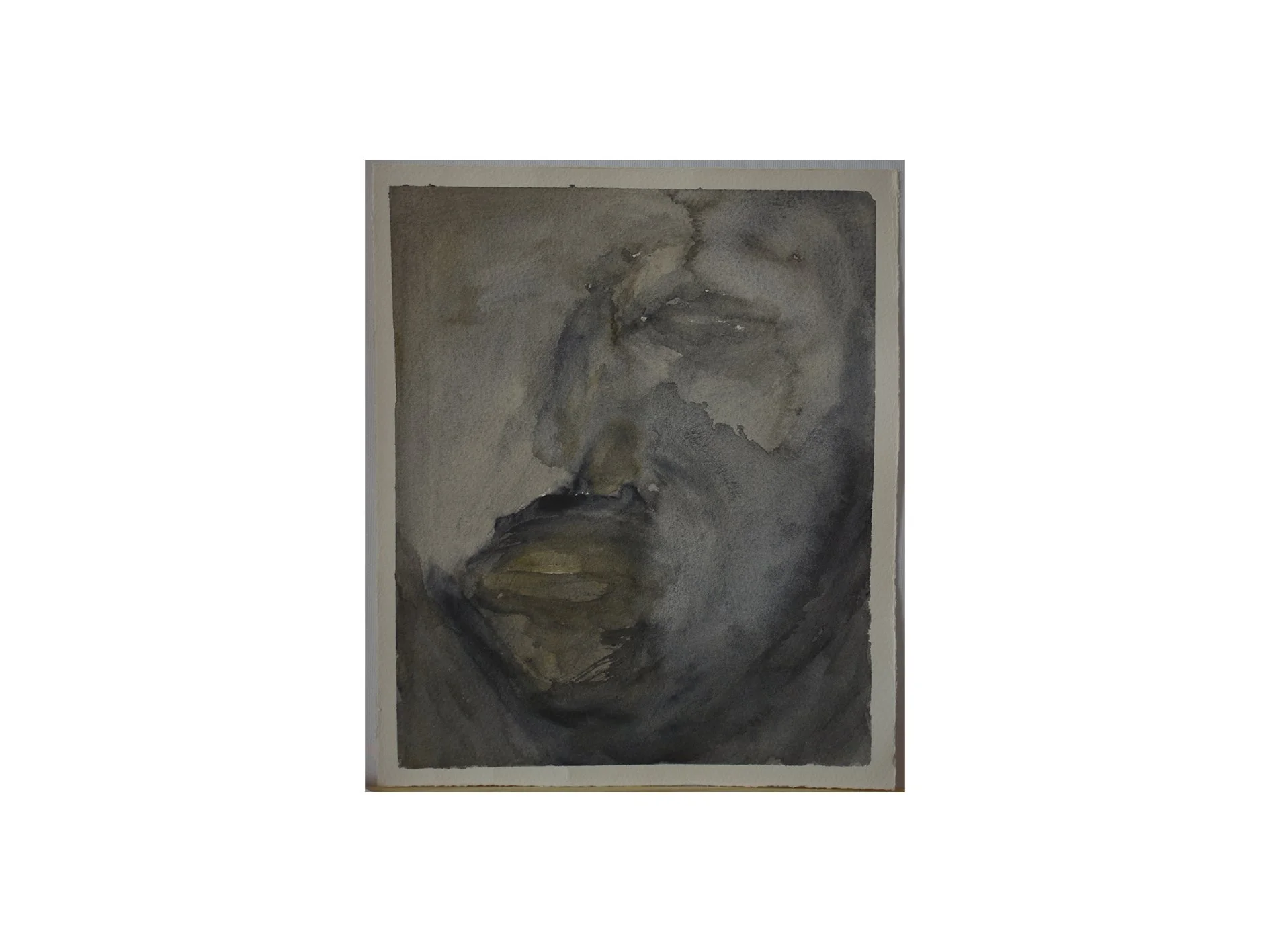 untitled, 2026, gouache coal and water on paper, 21.5 cm x 25.5 cm