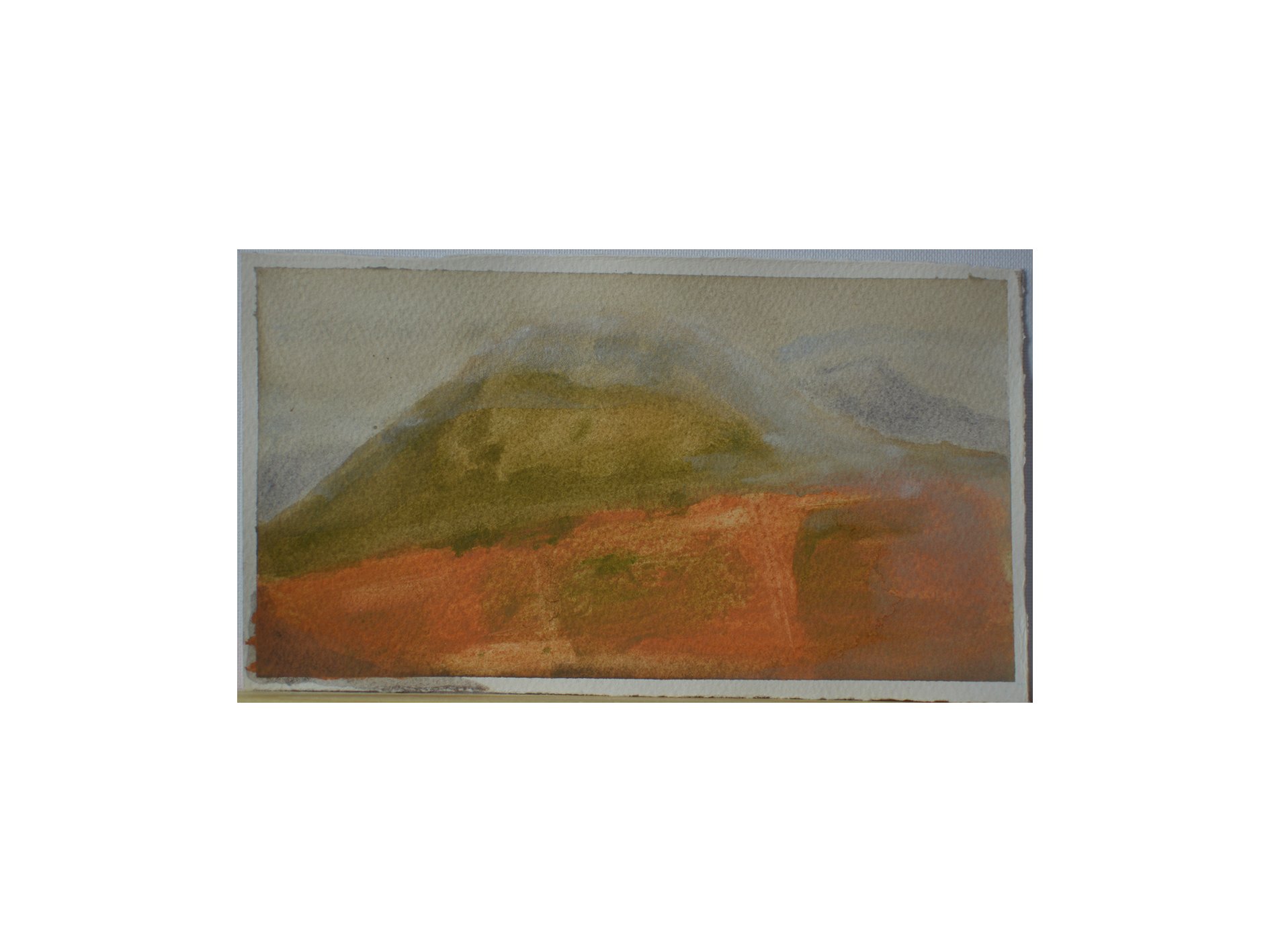view from the terrace, 2026, pastel and water on paper, 12 cm x 22 cm
