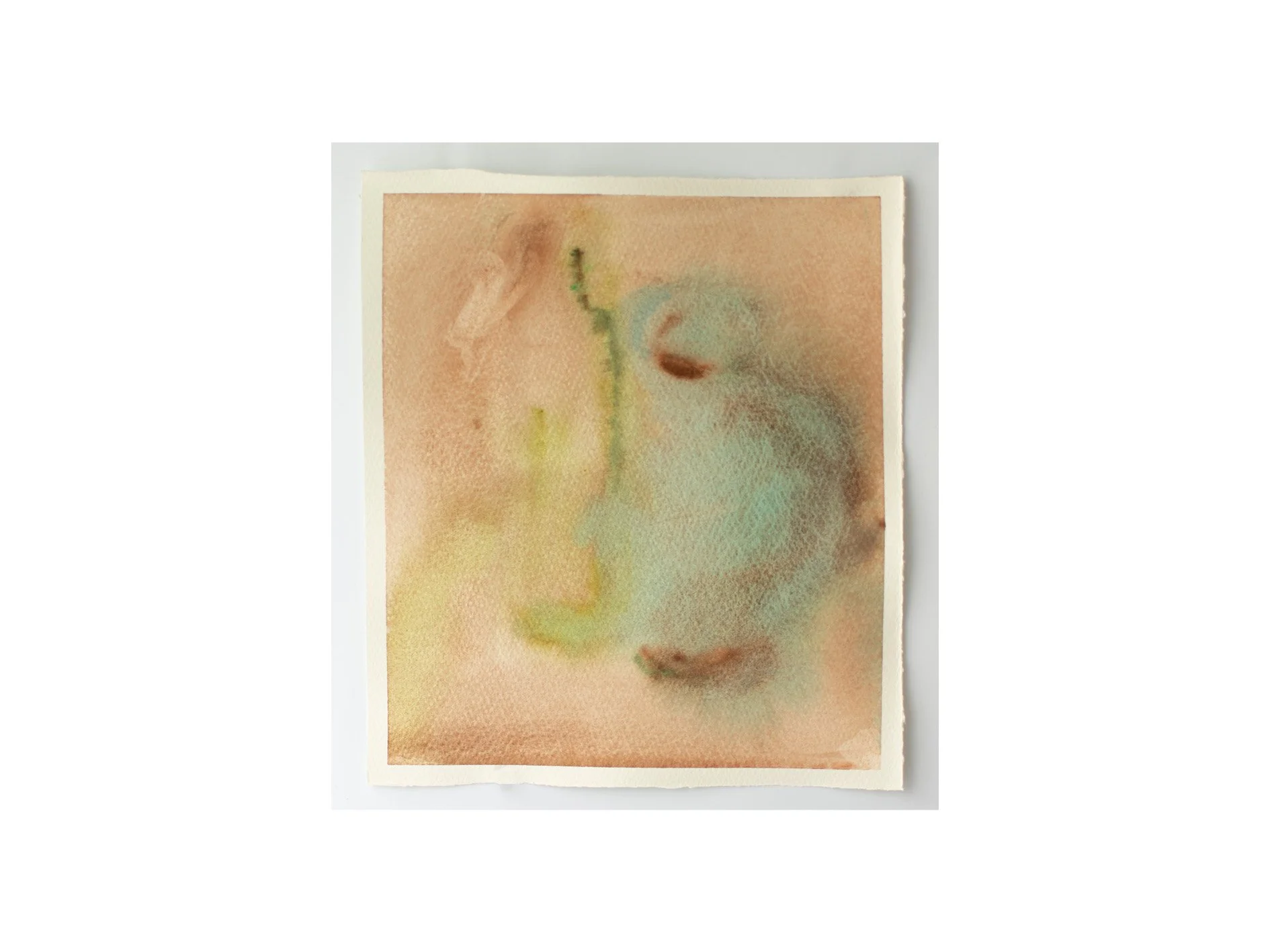 flasche und vase, 2026, gouache and water on paper, 20 x 25 cm 