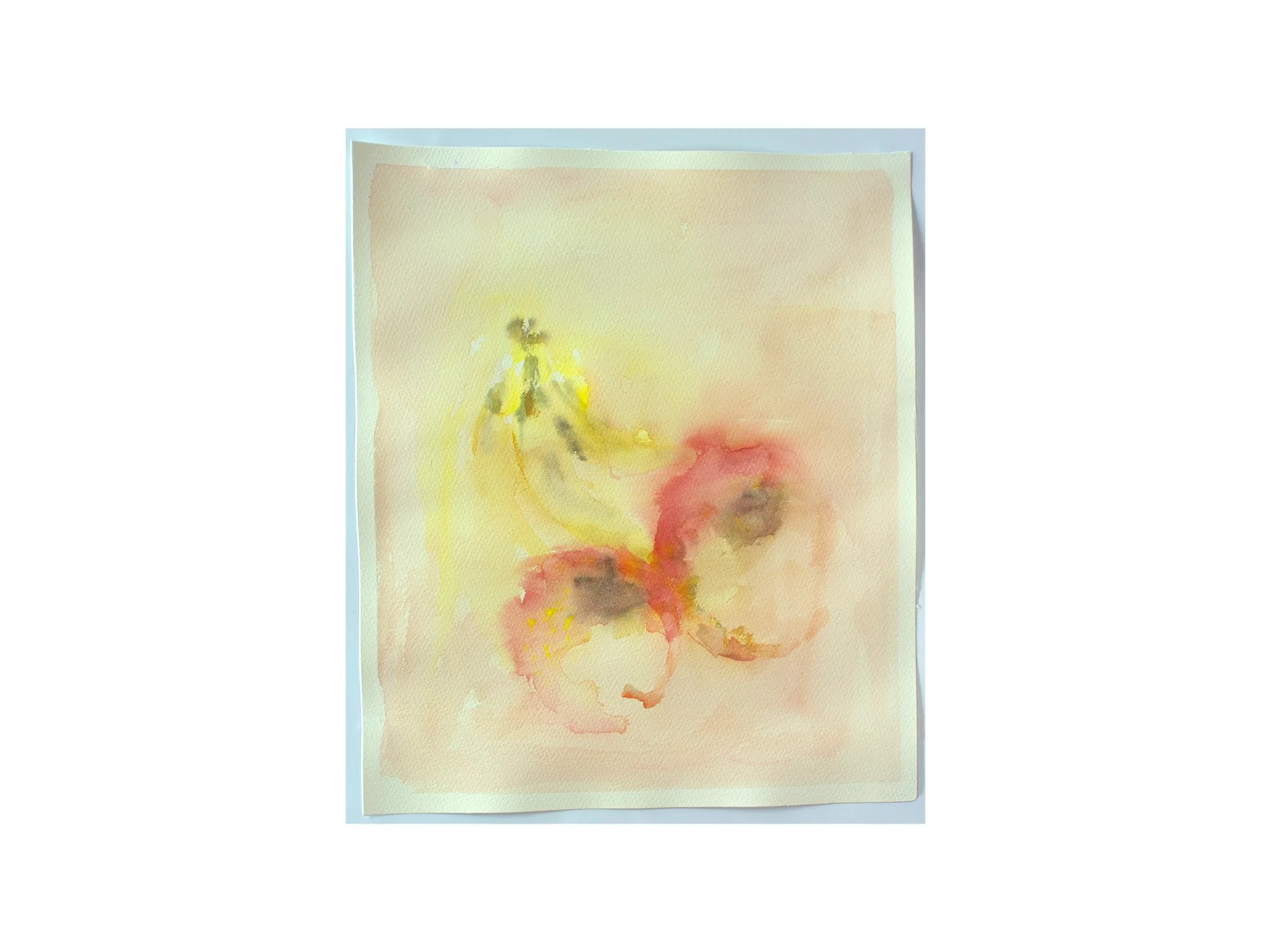 bananas and apples, 2026, gouache and water on paper, 30 x 40 cm