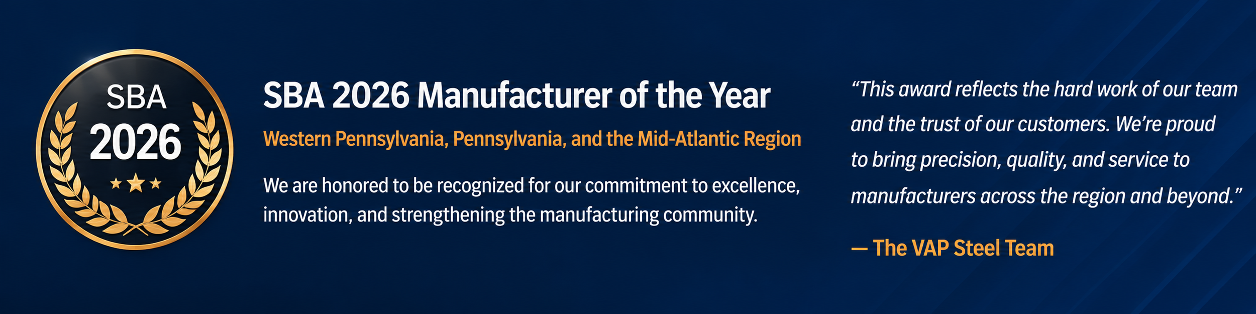 VAP Steel Manufacturer of the Year