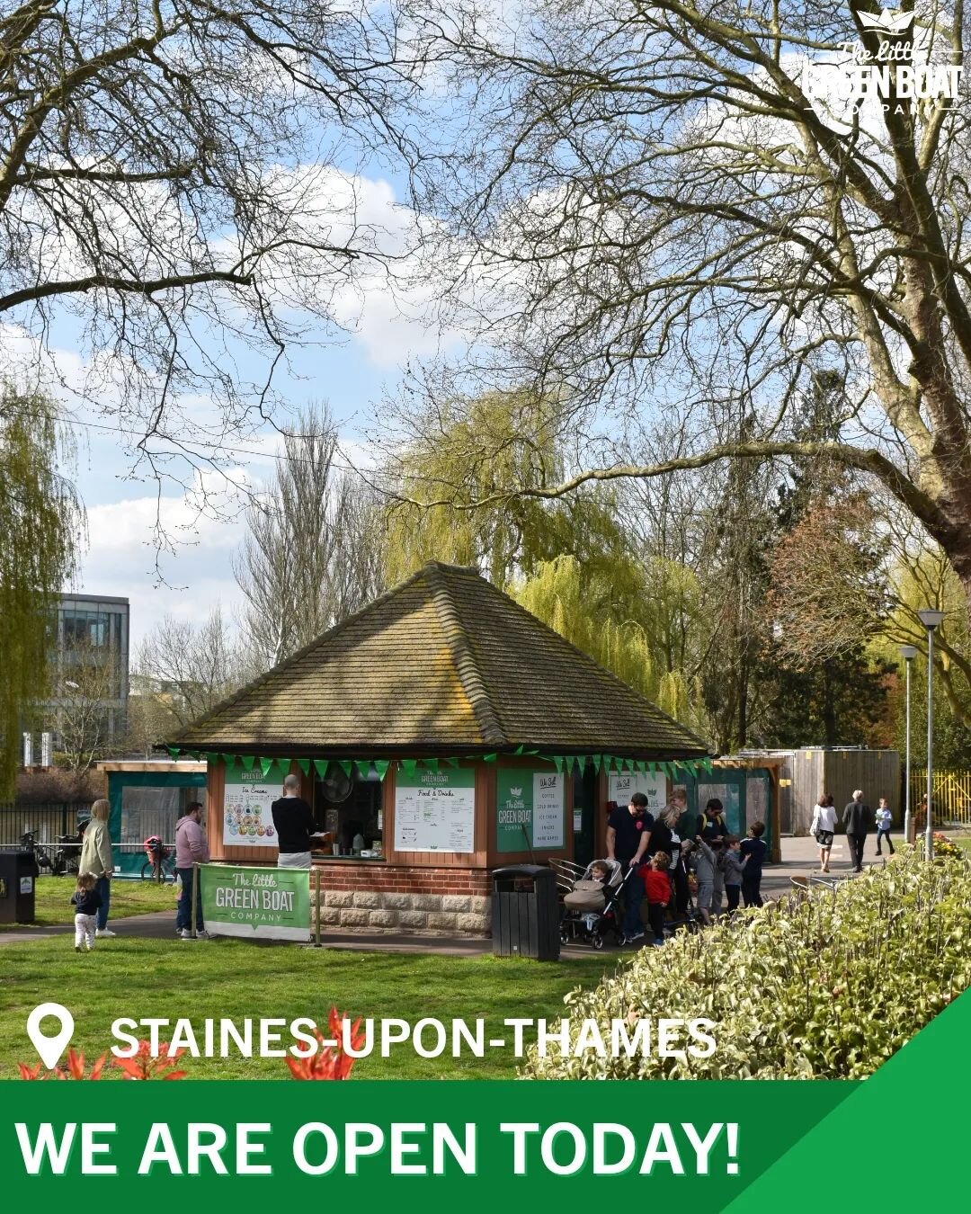 Our cafe is open in Lammas Park, Staines-Upon-Thames! 

Enjoy some of our fantastic food and beverages this weekend! 

#staines #stainesuponthames #cafenearlondon #cafelondon #surreycafe #daysout #daysoutwithkids #daysoutwiththekids #littlegreenboatc