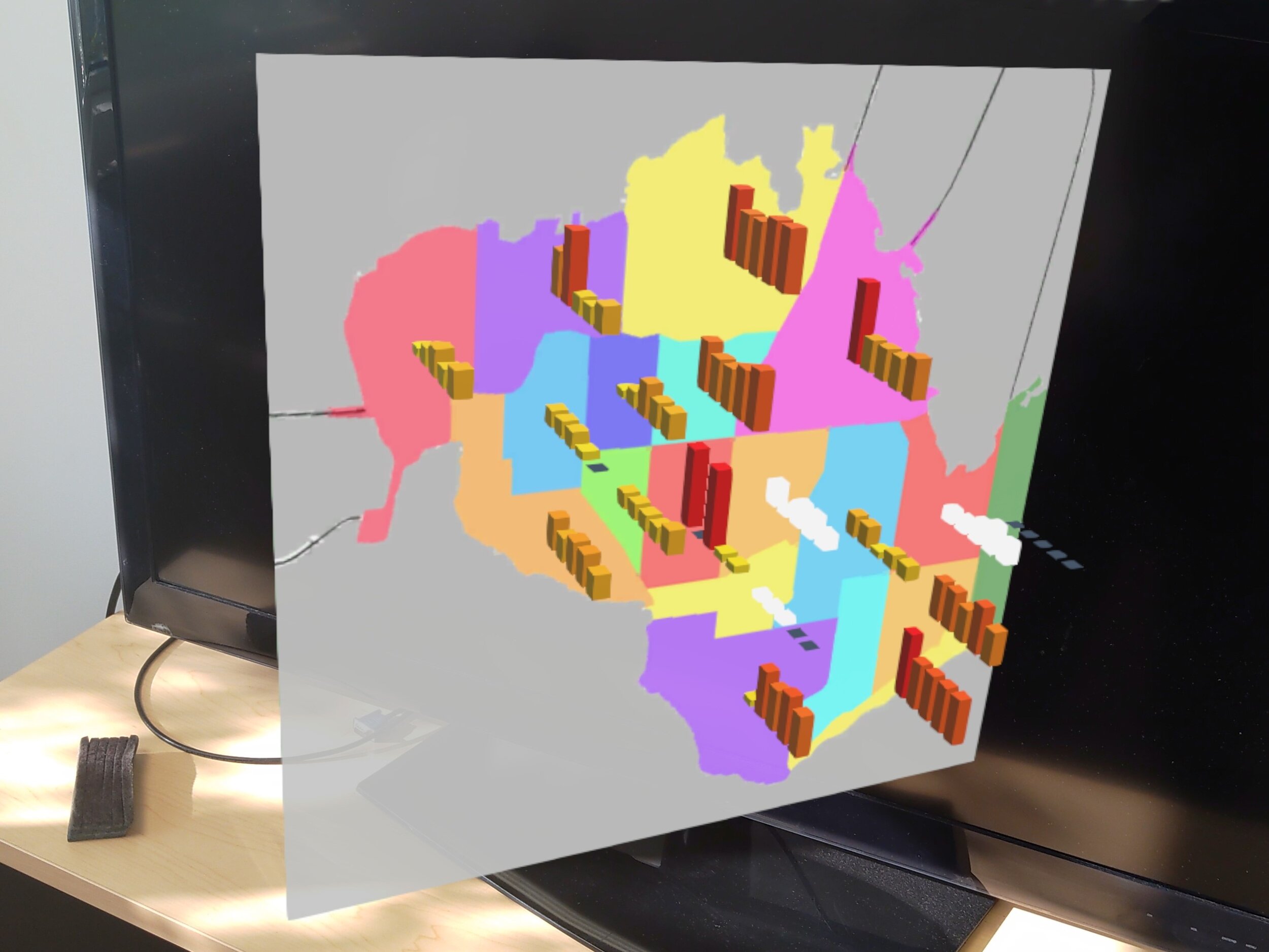Various Coordinated Multiple Views (CMV): 3D bar charts.