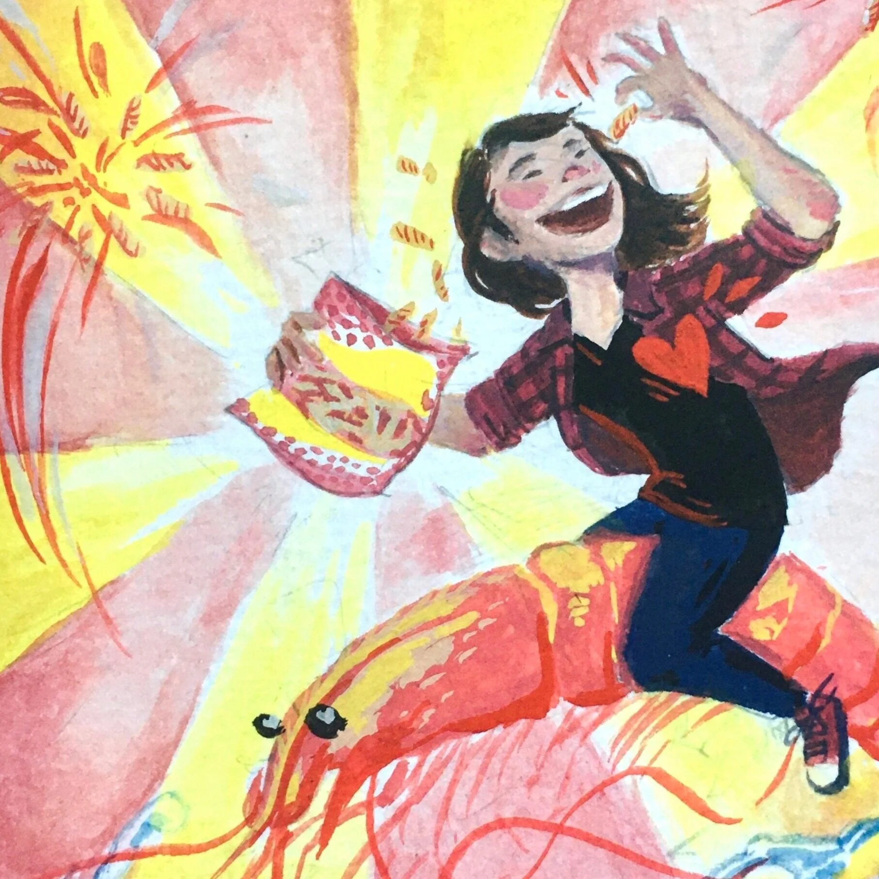 Her Heart Beats to the Crunch of Shrimp Chips