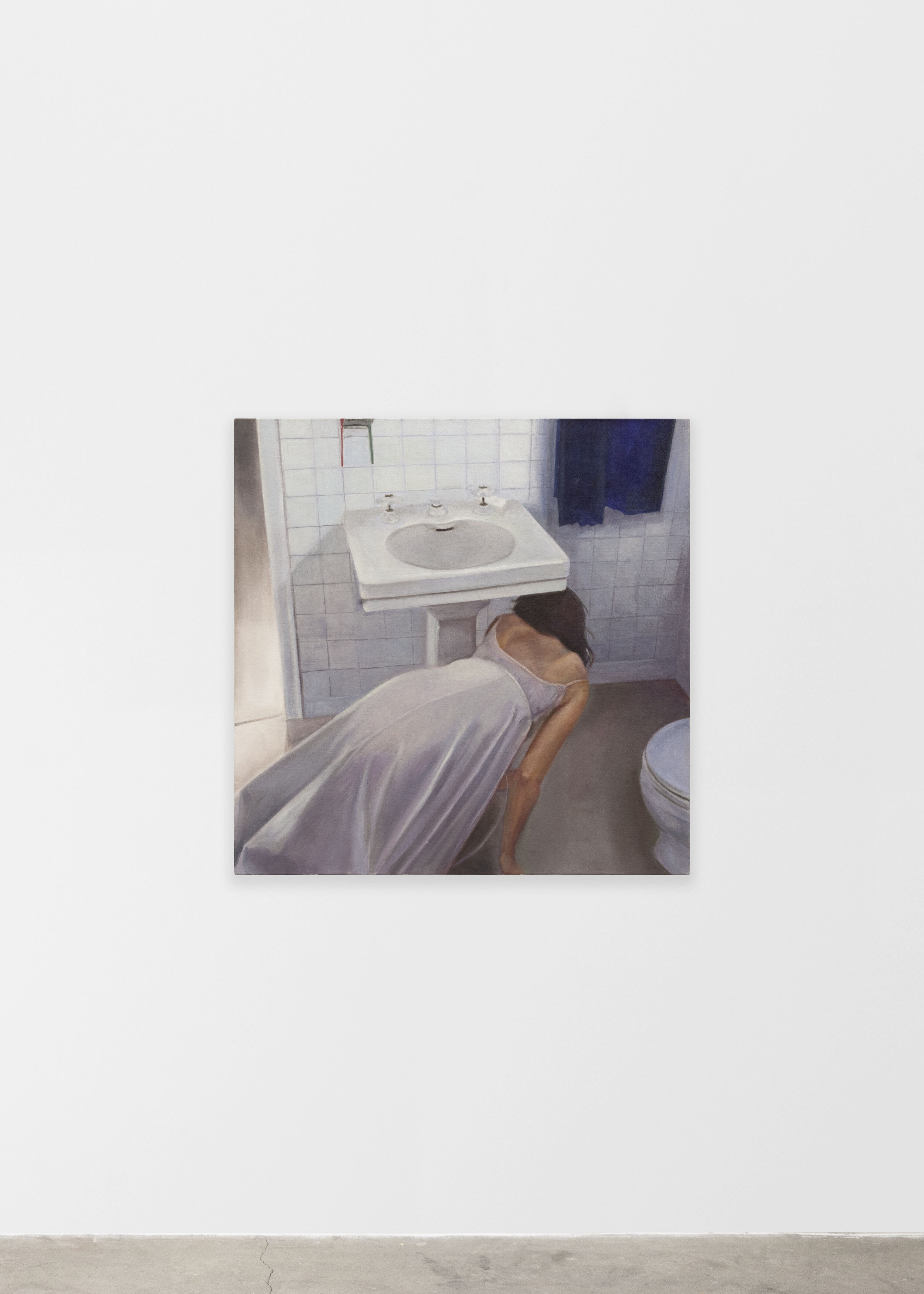  Shannon Cartier Lucy,  Woman Under The Sink , 2019, oil on canvas, 32 x 32 in. 
