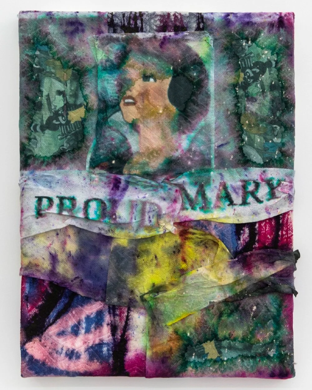 Monsieur ZohoreProud Mary, 2020jade 711, bleach, fabric dye, ink jet , paper towel, on canvas18 x 24 in (45.72 x 60.96 cm)