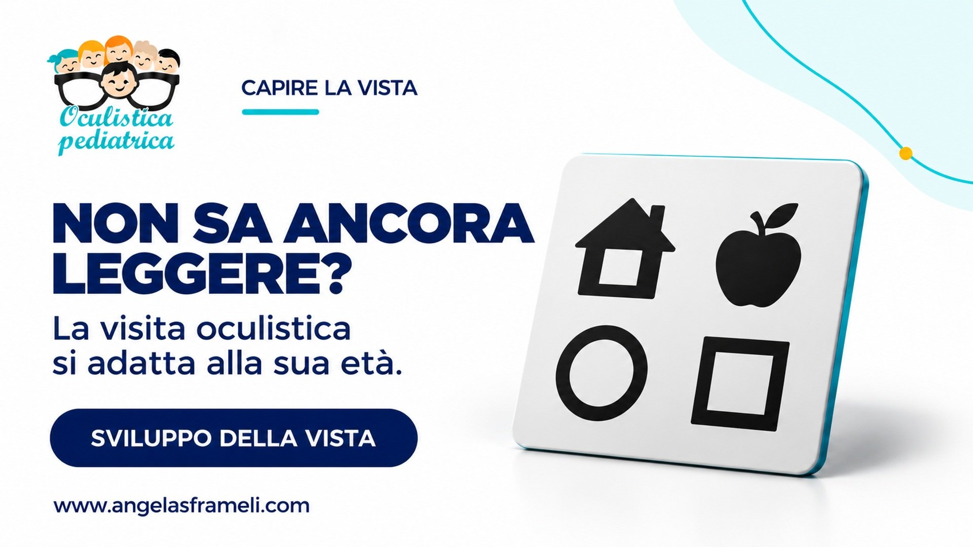 Tavola illustrativa con simboli per la visita oculistica pediatrica.
