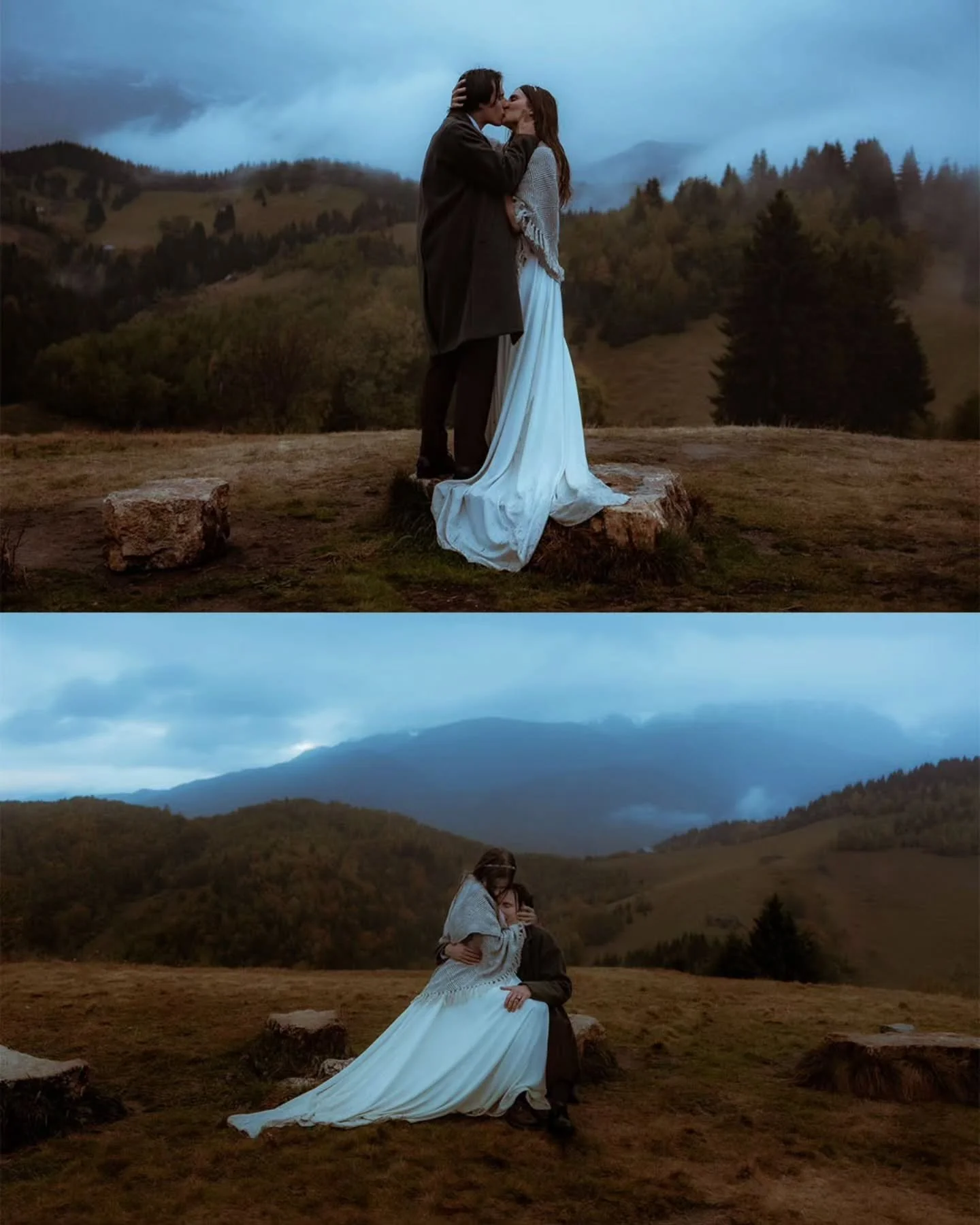 Somewhere high in the Carpathians, the rain came soft and steady, wrapping the world in haze. Two souls, drenched and glowing, walking through a landscape straight out of a British film — quiet, moody, and wildly romantic.
This wasn’t jus