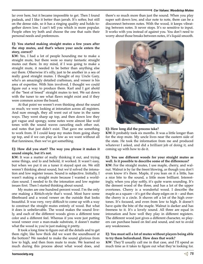 IHS The Horn Call Interview — Woodstop® Mutes
