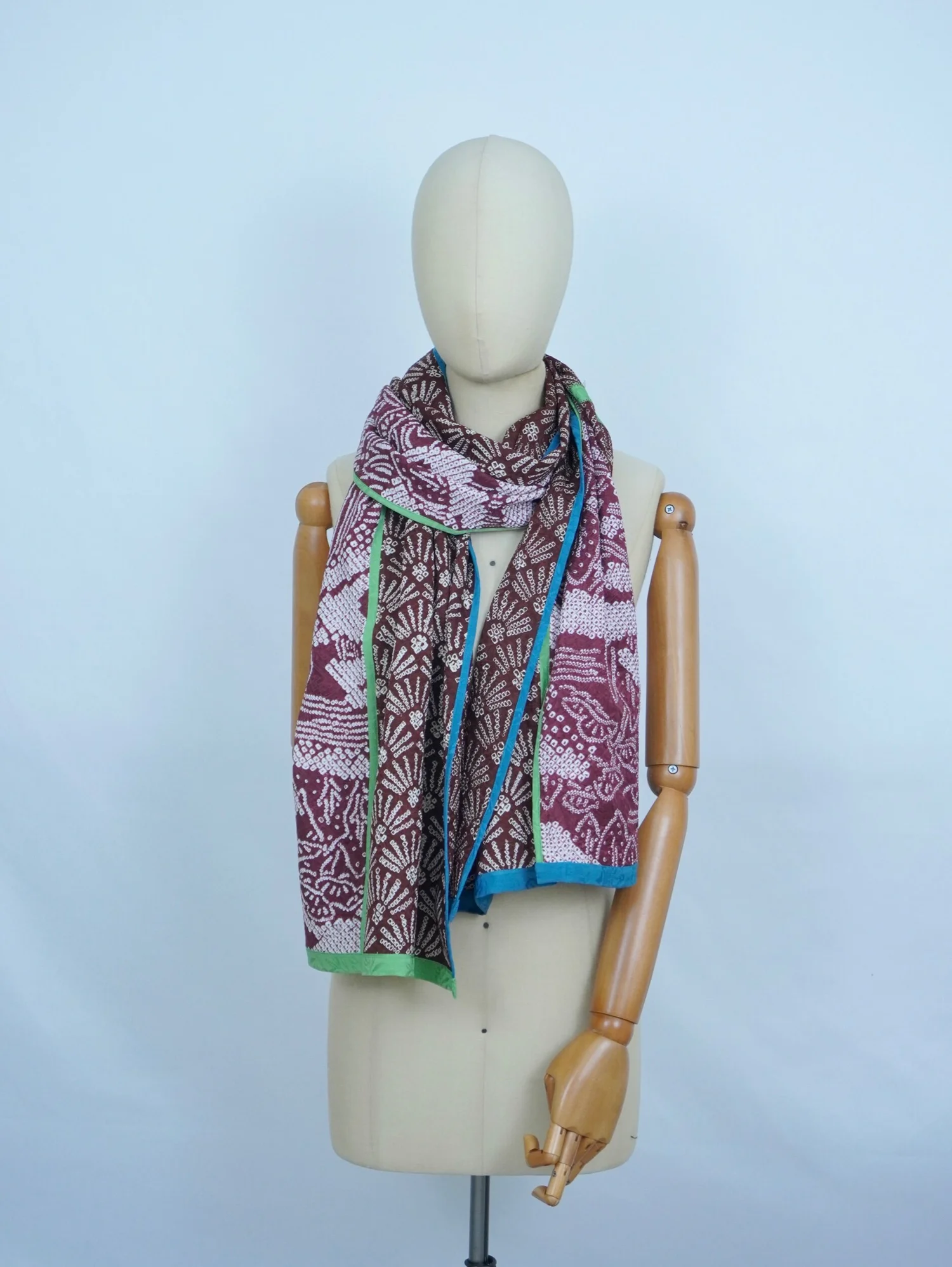 Shibori Silk scarf made with vintage Japanese kimono fabric — Haru NY