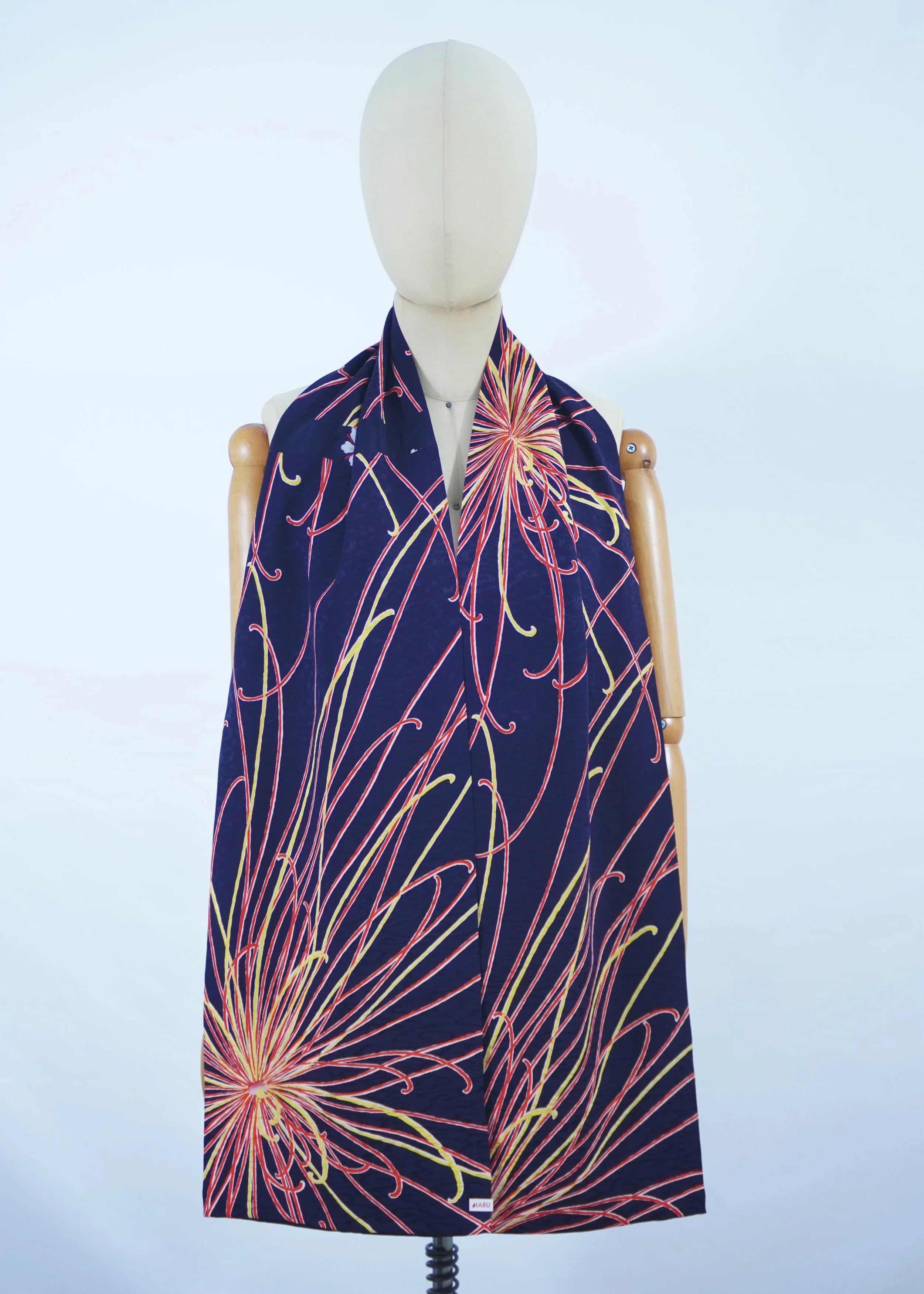 Two sided Silk Scarf made from Vintage Japanese Kimono Fabric