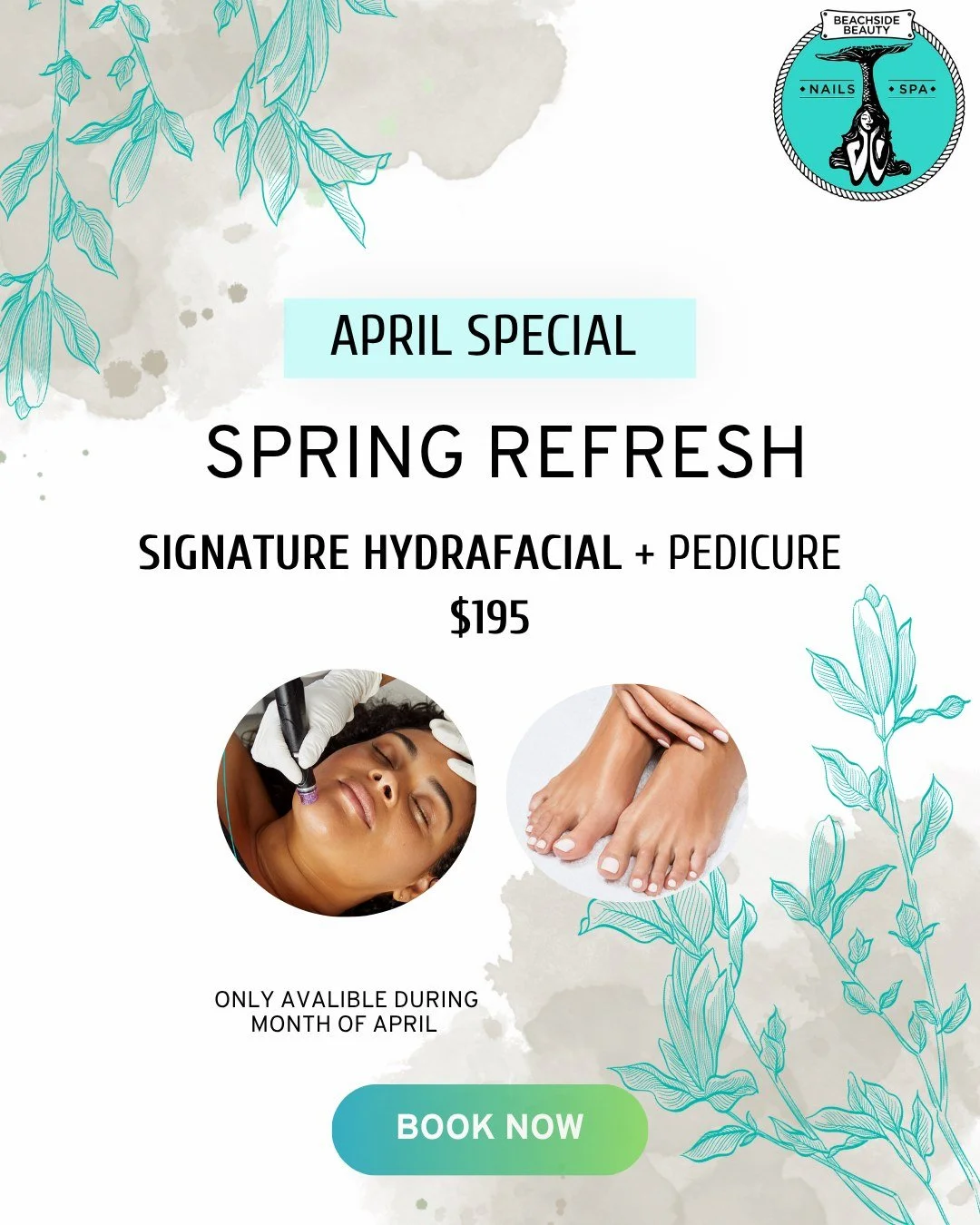 🌸April Special 🌸

Treat yourself to the ultimate self-care moment with a luxurious Signature HydraFacial and Pedicure for $195

Refresh your glow, soften your step, and step into spring feeling renewed from head to toe💆

✨Available only during the