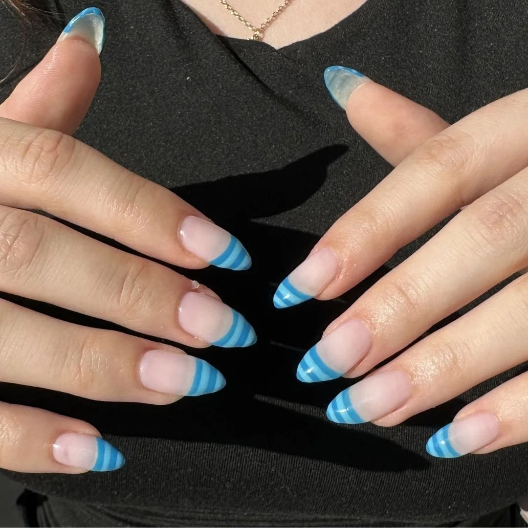 "Blue tips and bold vibes" 💙💅

Nails by @nailsby.fyn 

☎ Call now or visit our website to book your appointment!

📞 (850) 252-2804
💻 bsbdestin.com

 #fortwaltonbeachnails #destinspa #destingelnails #FloridaNails #frenchnails #destinnail