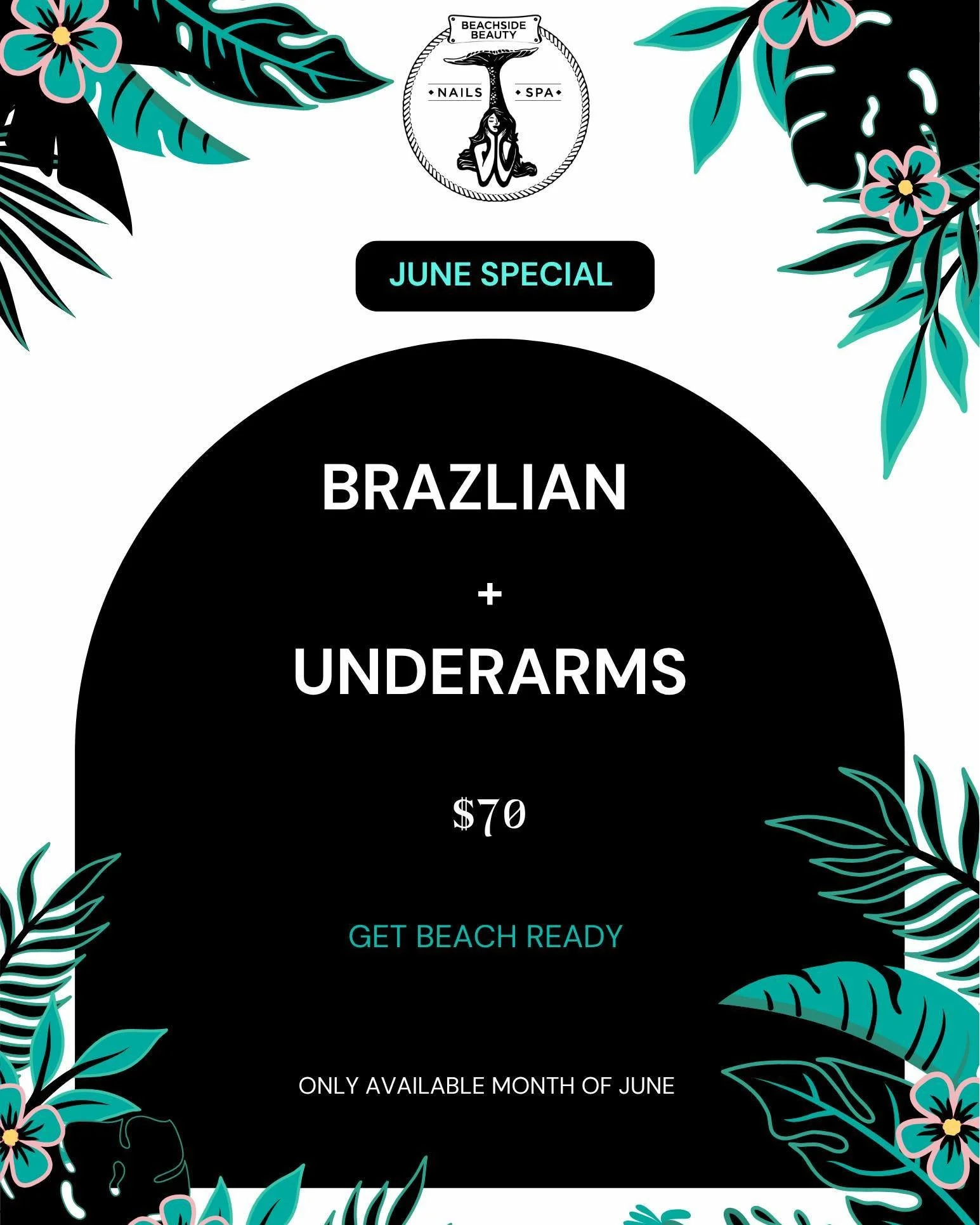 🌊Summer starts with smooth skin! 

For the month of June, enjoy a Brazilian + Underarms for only $70. Don't miss this limited time special!! Book your appointment today. ☀

#waxingspecial  #spaday #SummerReady #Brazilianwax  #SmoothConfidence #salon