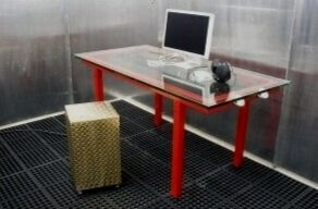 Side Wired Desk & Diamond Plated Stool