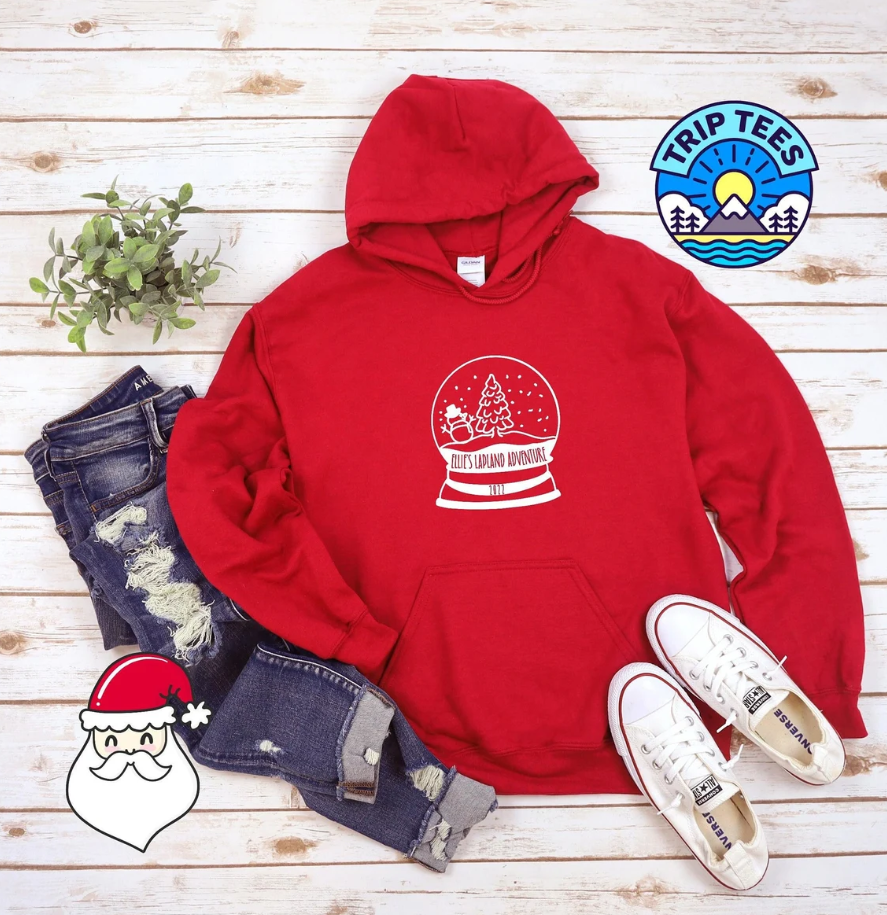 Personalise me! Childrens and Adults  Lapland adventure hoodie/ Snow globe design / various colour options available