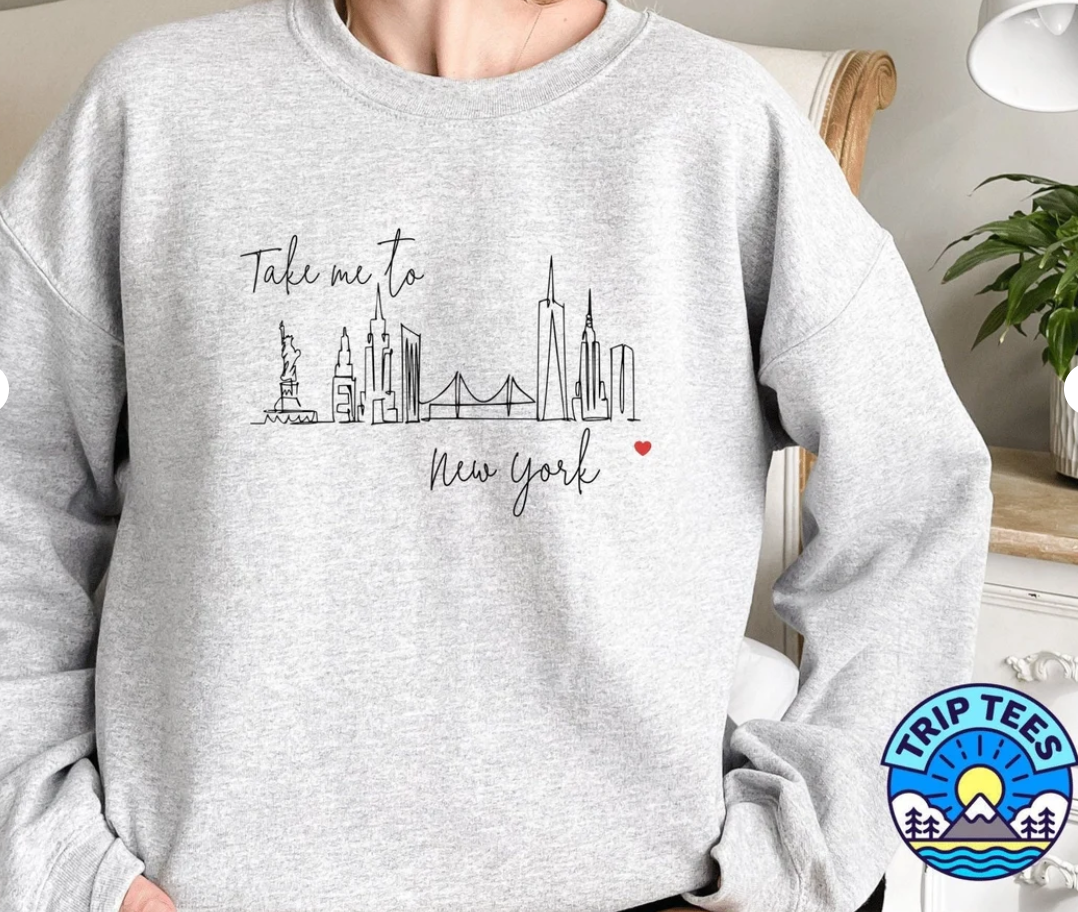 Adults Unisex Take me to New York heart skyline custom print sweater / jumper / sweatshirt