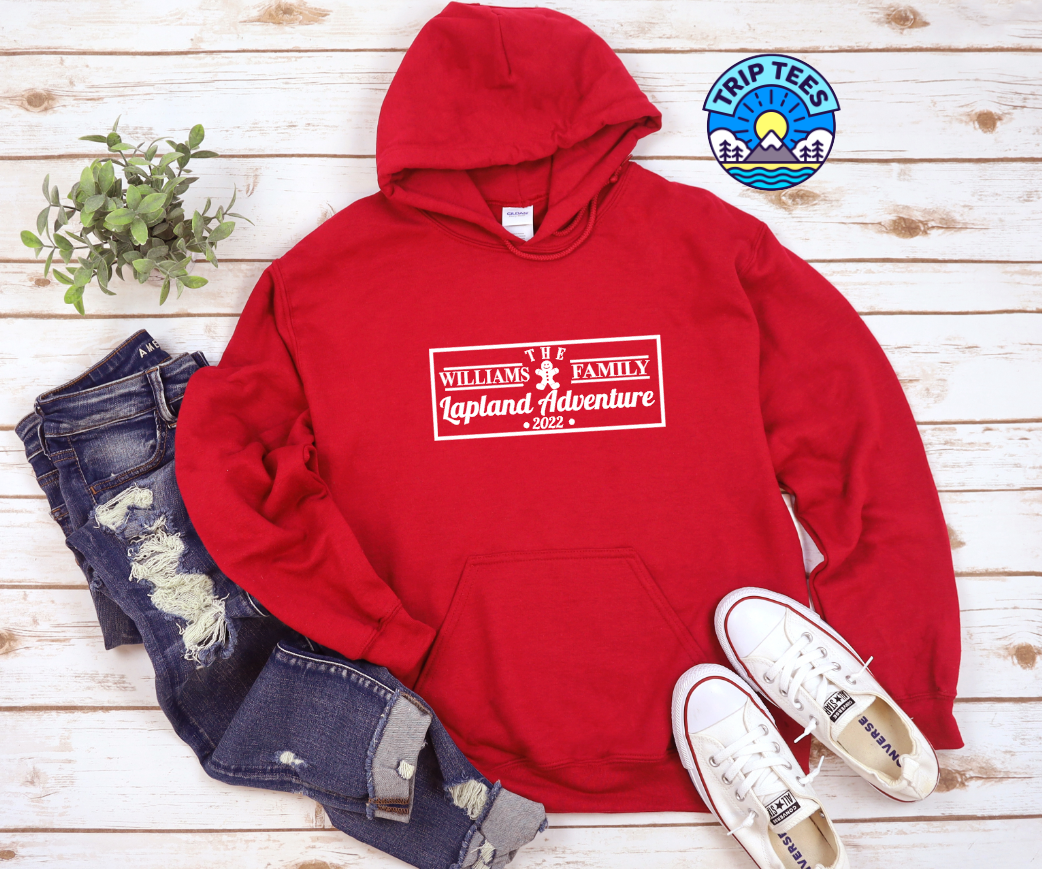 Personalise me! Childrens and Adults Lapland adventure gingerbread design hoodie / various colour options available