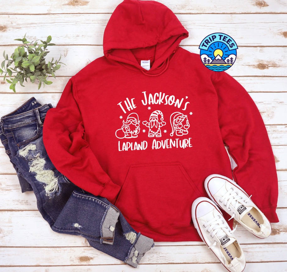 Personalise me! Childrens and Adults Lapland adventure Finnish doodle gonk design hoodie / various colour options available