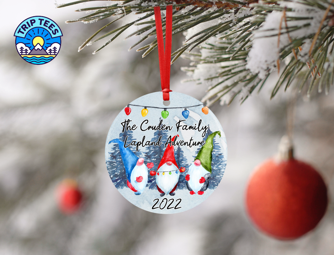 Personalise me! Lapland adventure ceramic Christmas tree ornament / reveal idea / travel momento