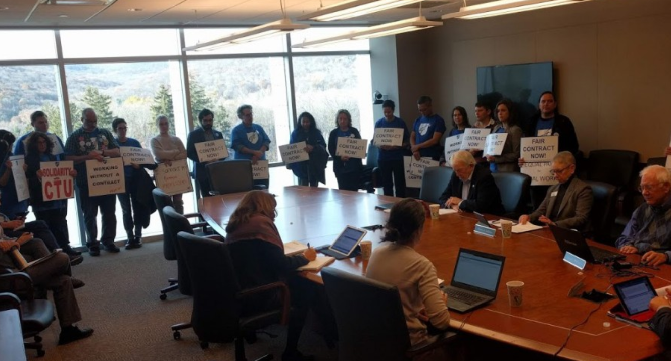 Professors Protest for a Fair Contract at Trustees Meeting