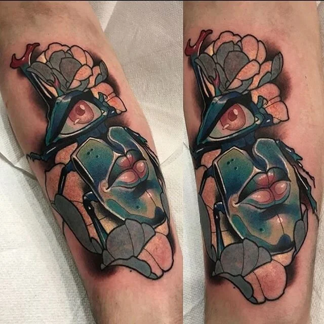 The more surreal the better! A flash piece tattooed on a bloody lovely fella in Limerick a while back :)