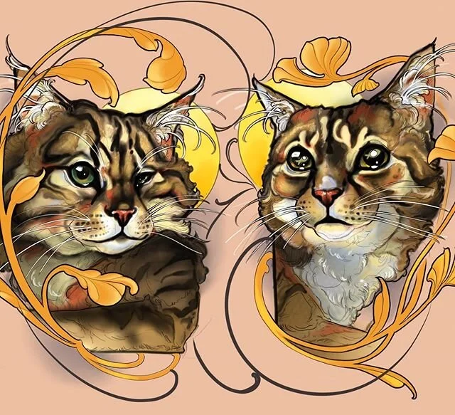 Some sweet kitties I&rsquo;ve had the pleasure of drawing, and will have the pleasure of tattooing when lockdown is over! The fella on the left has a blind eye; the second cat portrait with a blind eye I&rsquo;ve worked on recently, so I just want to