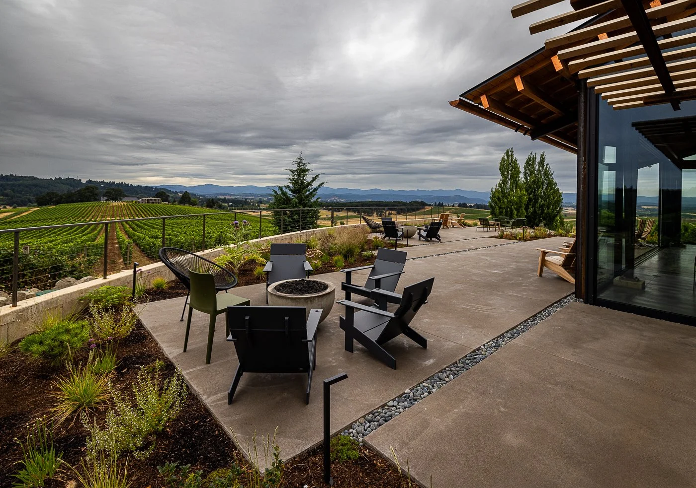 Lenne Estate Winnery near Portland, Oregon. This is a shot from their patio overlooking the incredible grape vines.
