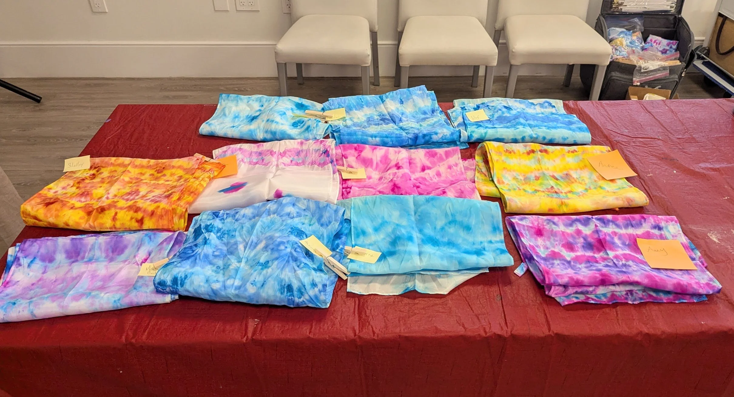 Tie dyed scarves created. long.jpg