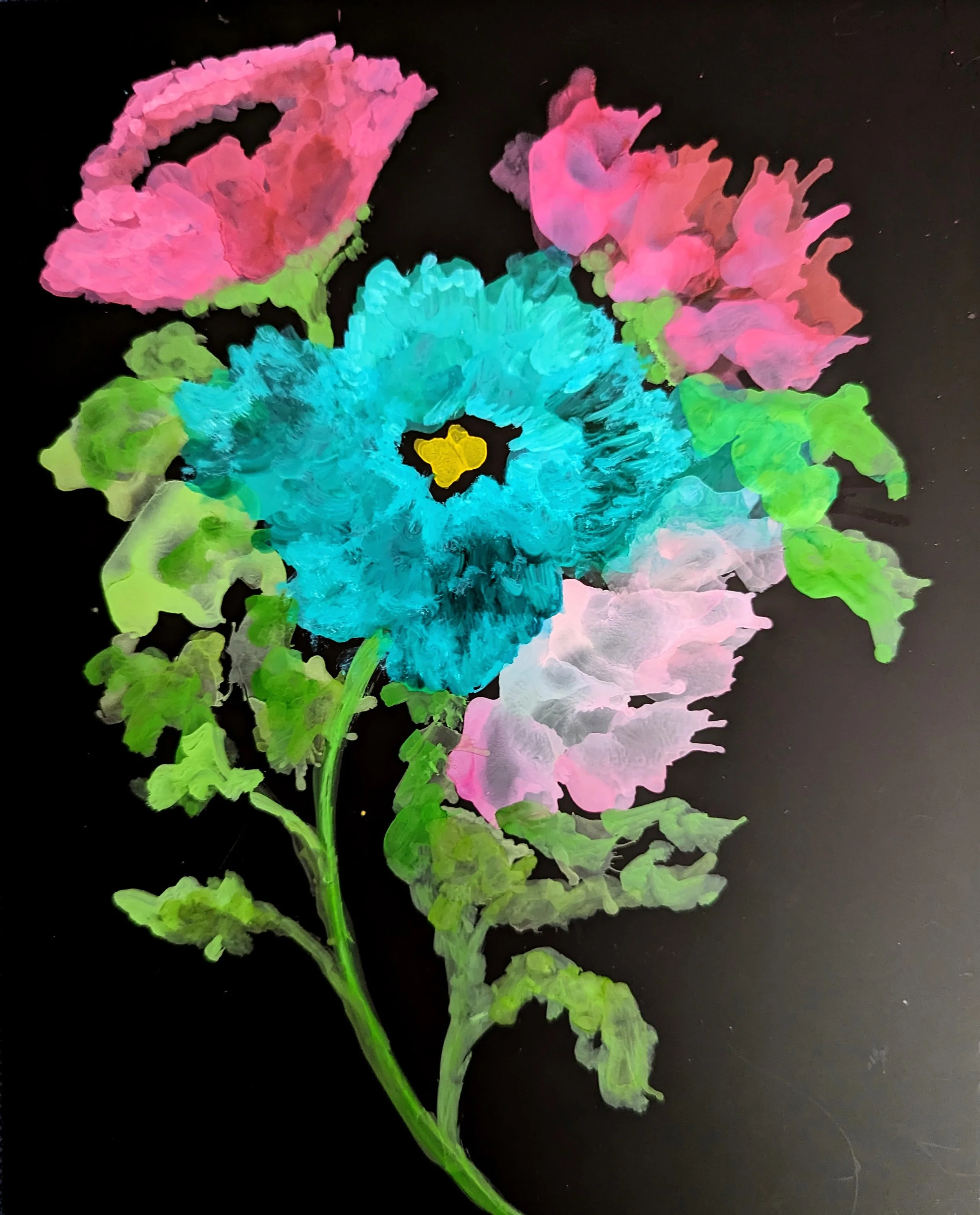 Floral Alcohol Ink Designs on Black Cardstock at Arts Warehouse