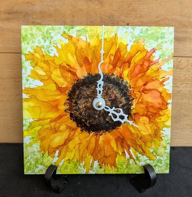 Alcohol Ink Clock Art at Arts Warehouse