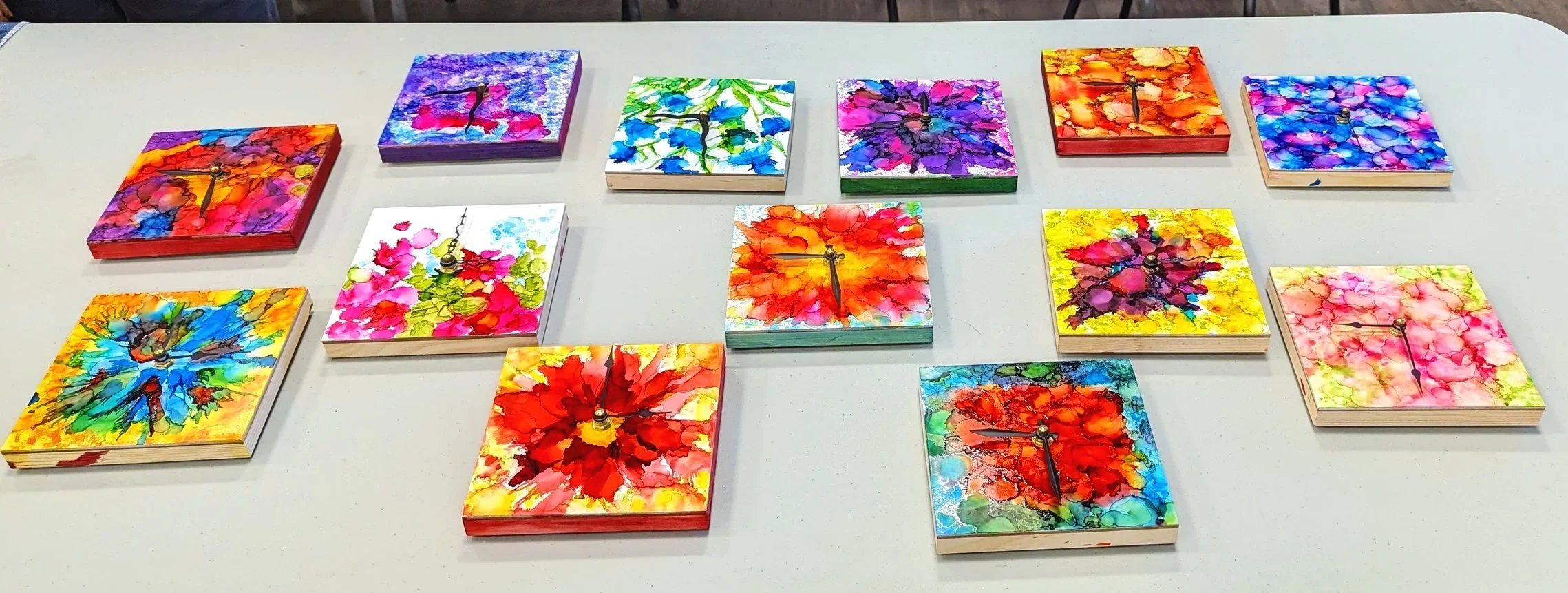 students clocks. abstract and floral.jpg