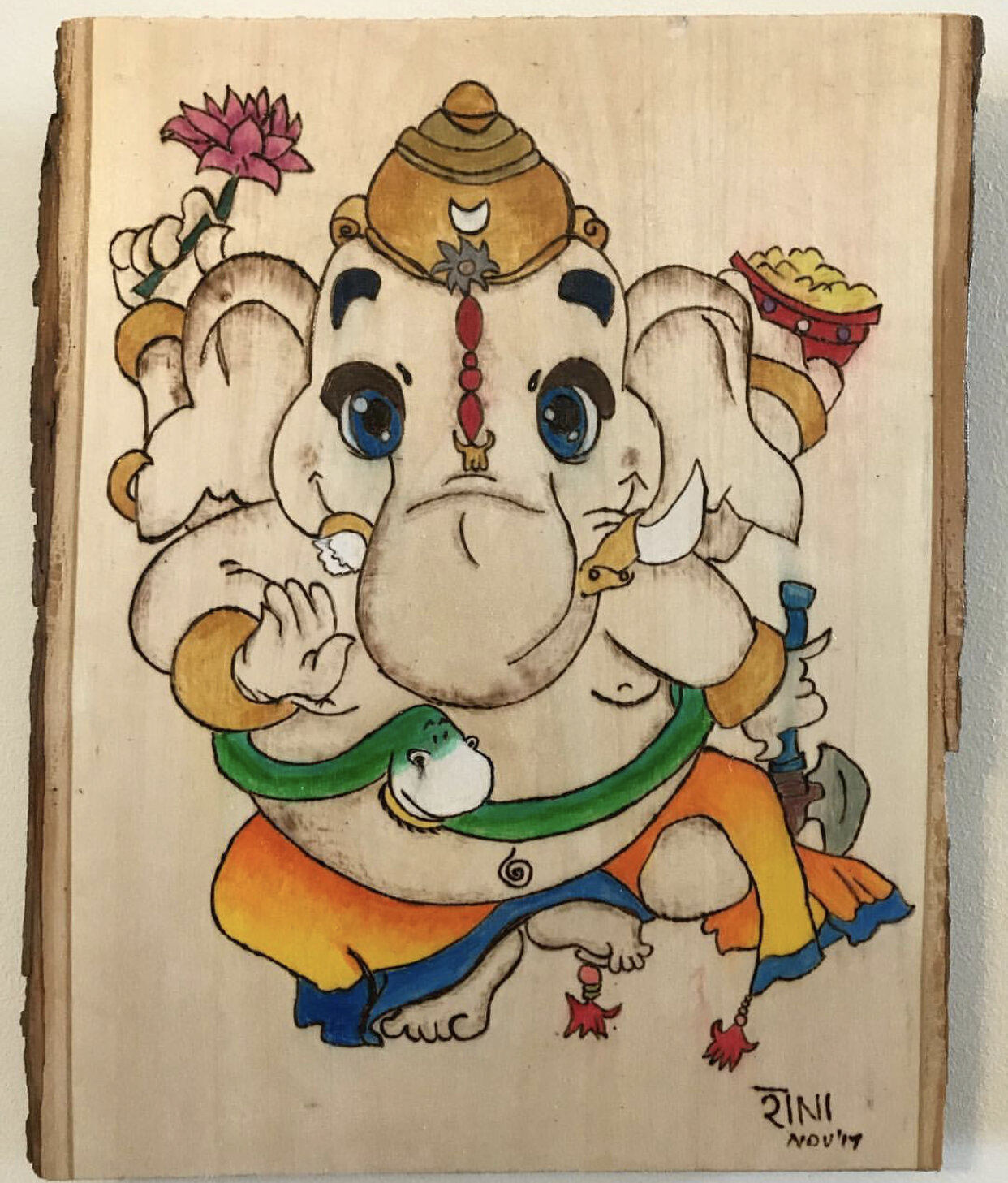 "Bal Ganesh" SOLD. 10" x 13" inches $ 125 / Awg 220