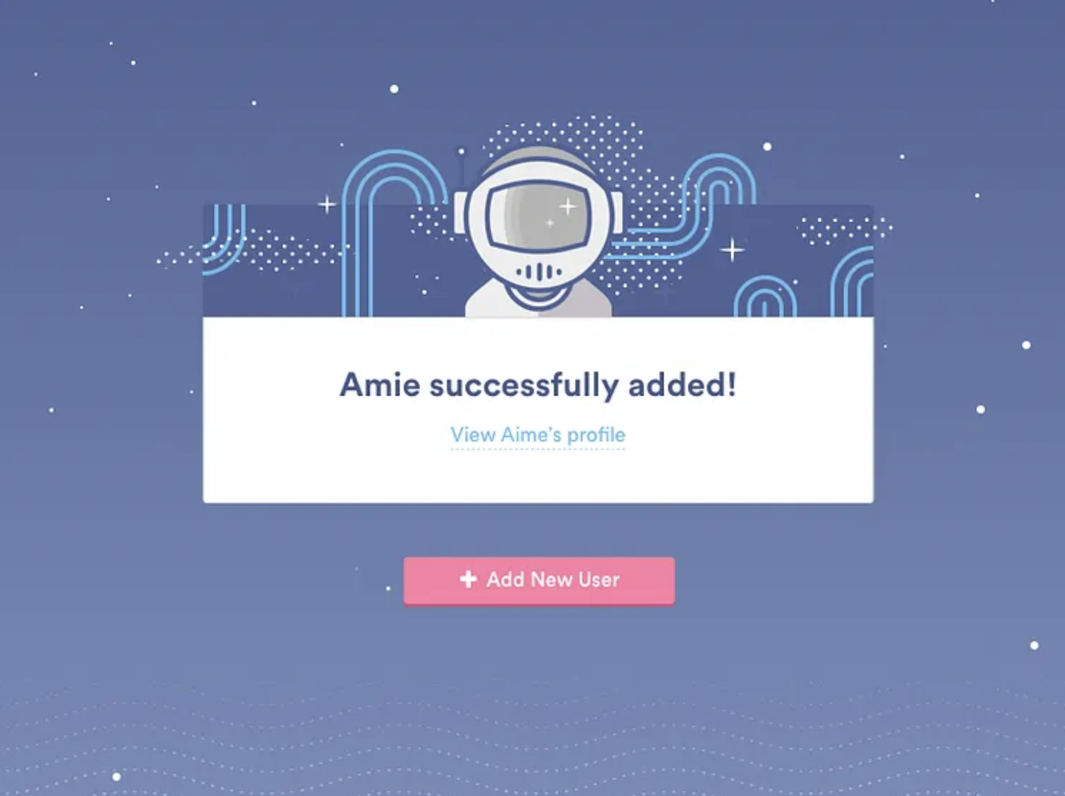 Modal pop-up to confirm when a new user is added